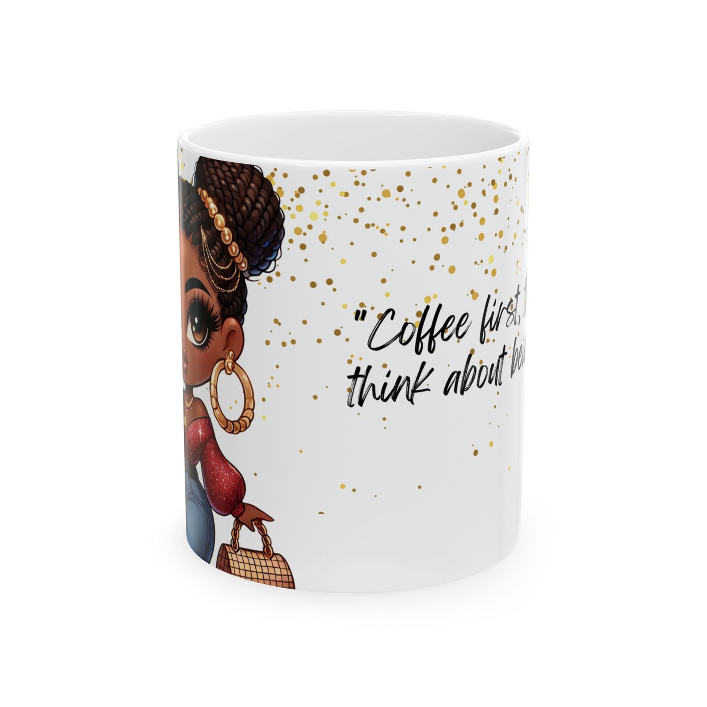 Mug - Cute Chibi Gold Glitter Design