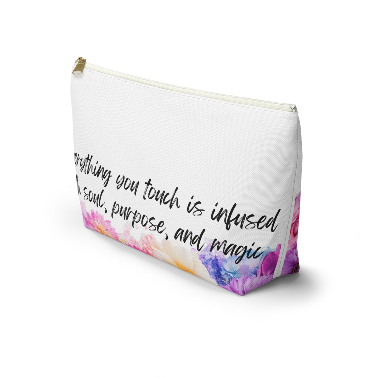 Floral Inspirational Accessory Pouch - Perfect for Creators and Healers