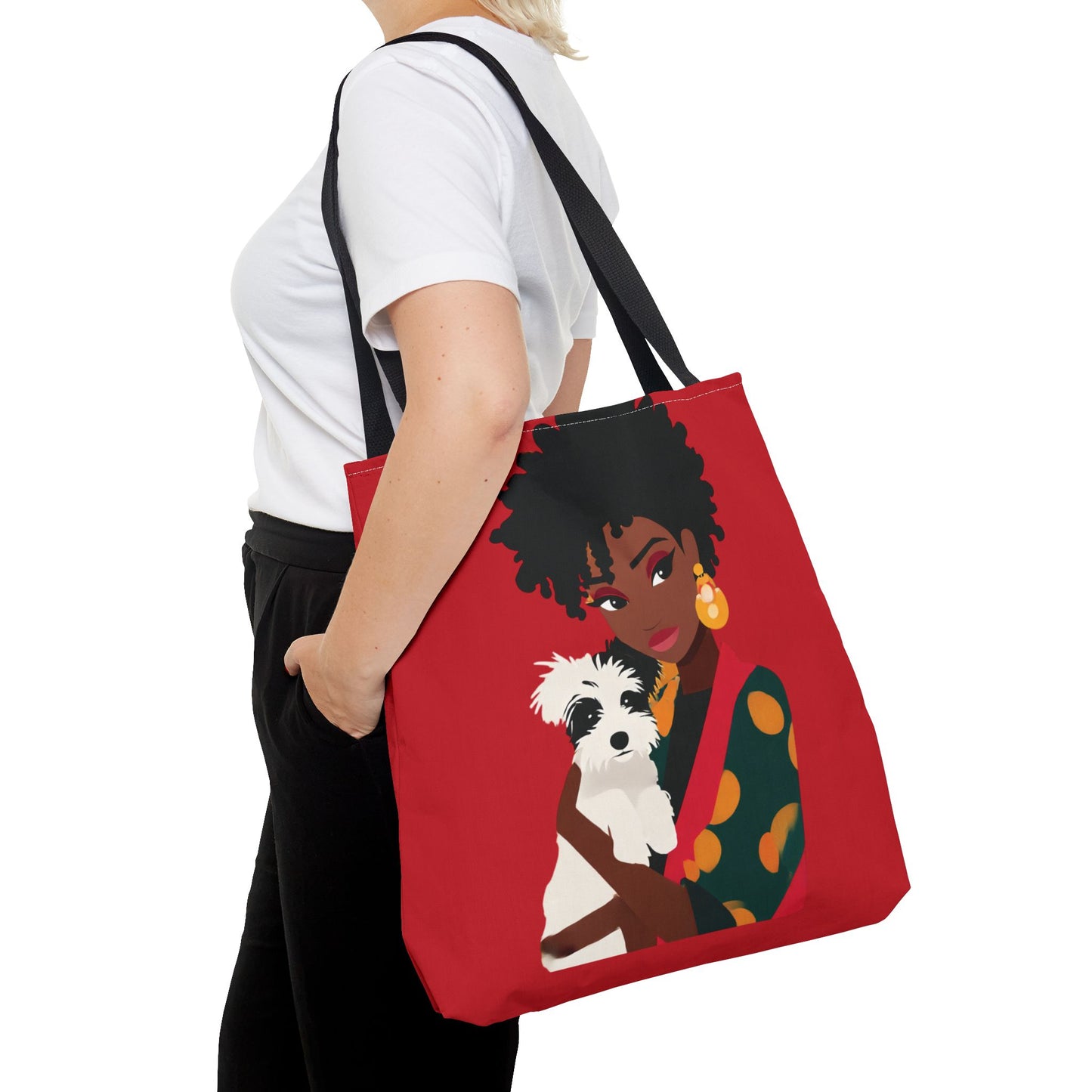 Chic Dog Lover Tote Bag - Stylish Pet Carrier, Everyday Tote, Gift for Dog Mom, Animal Lover's Bag, Fashionable Shopping Bag, Red Tote