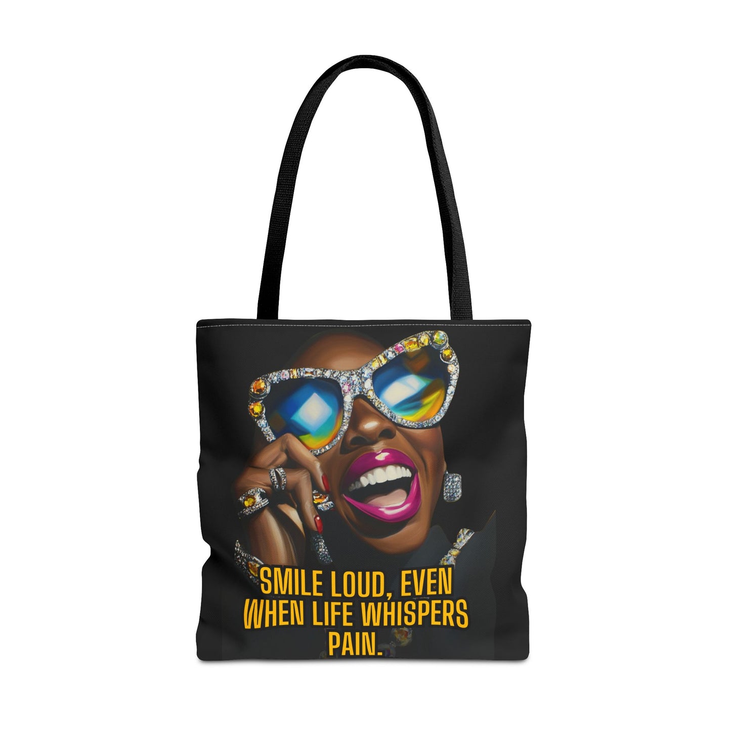 Empowerment Tote Bag - Smile Loud, Even When Life Whispers Pain - Inspirational Canvas Tote, Motivational Bag, Positive Quote Carryall,