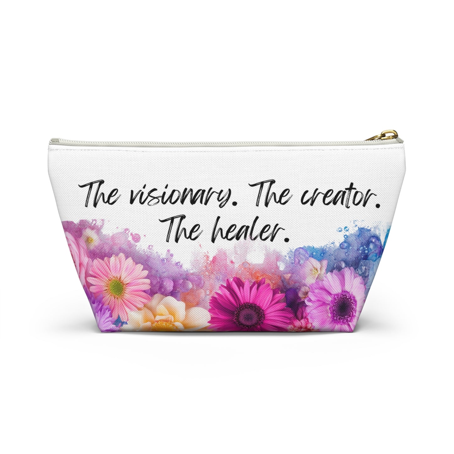 Floral Inspirational Accessory Pouch - Perfect for Creators and Healers