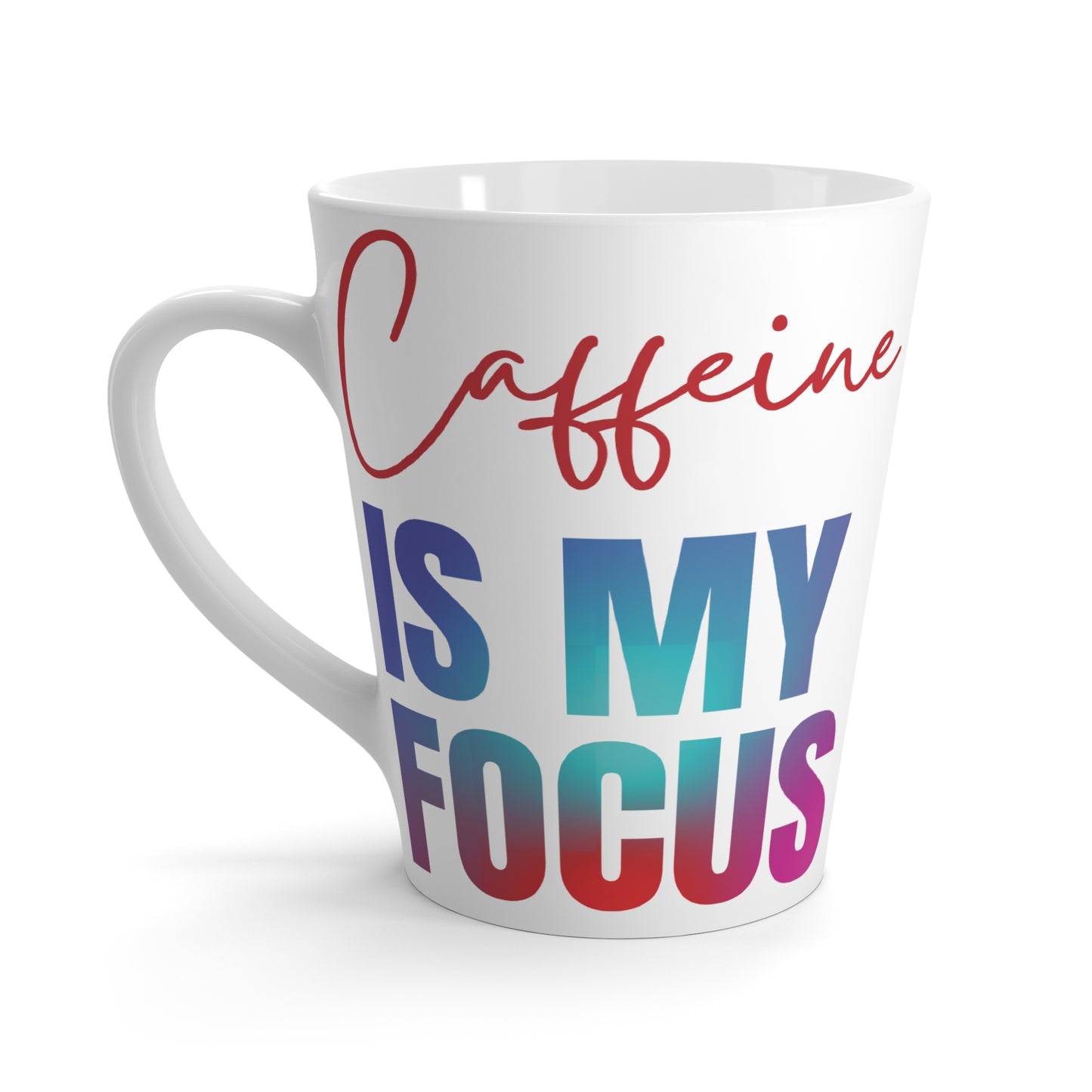 Caffeine Focus Latte Mug, Coffee Lover Gift, Motivational Drinkware, Office Coffee Mug, Birthday or Holiday Present