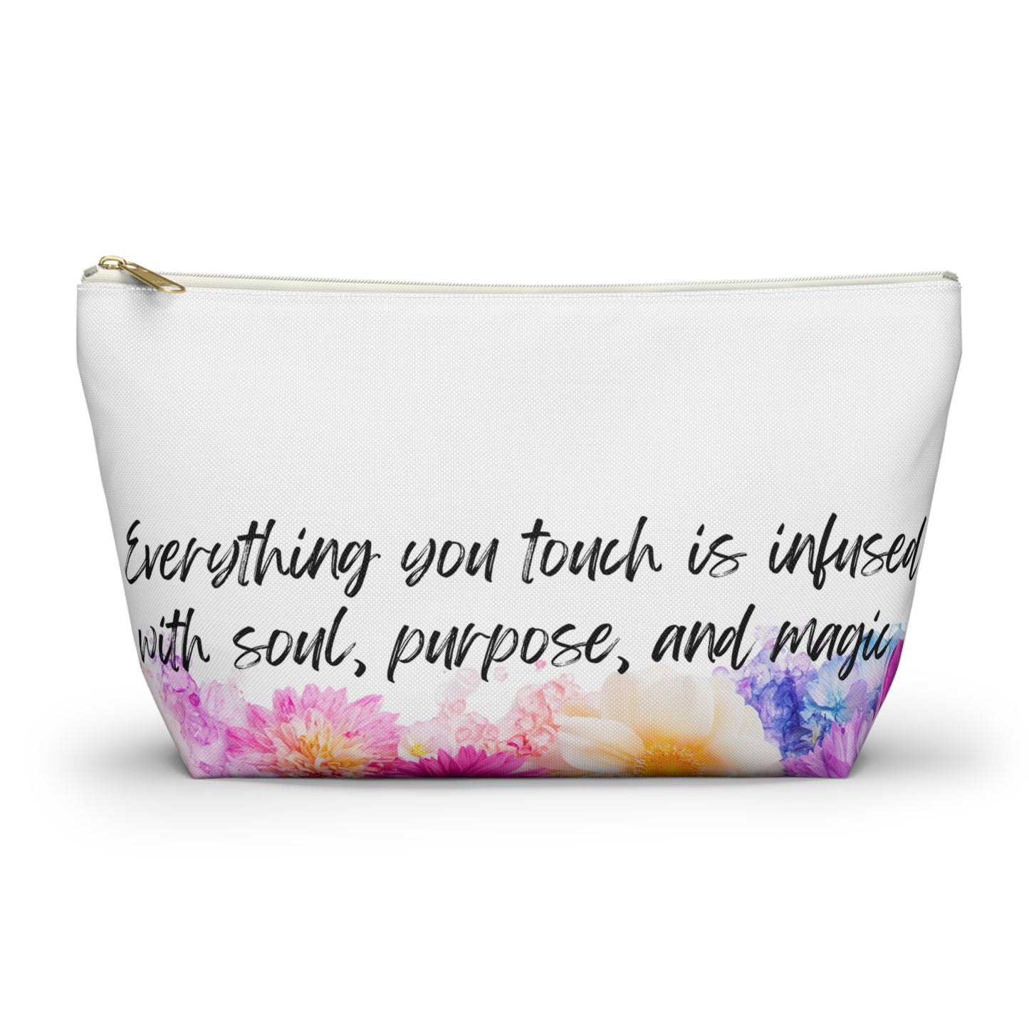Floral Inspirational Accessory Pouch - Perfect for Creators and Healers