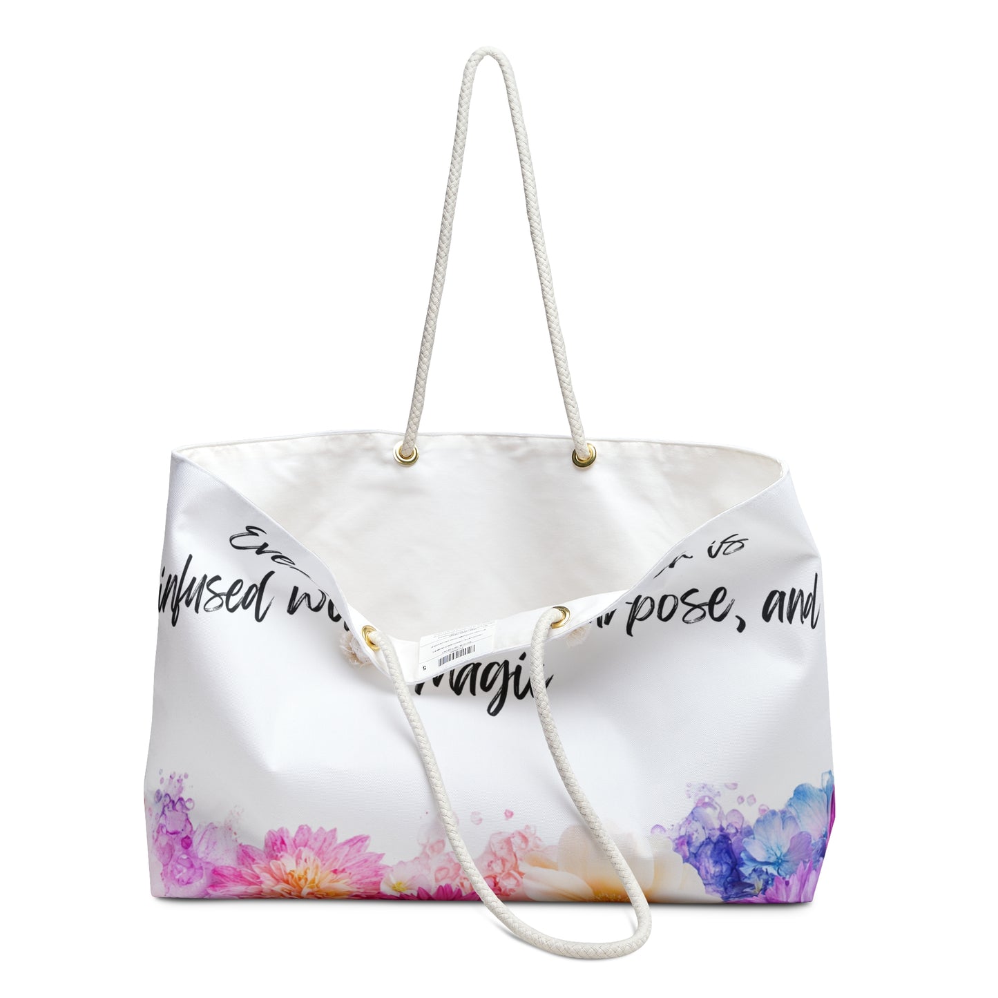 Inspirational Floral Weekender Bag - Infused with Soul, Purpose, and Magic