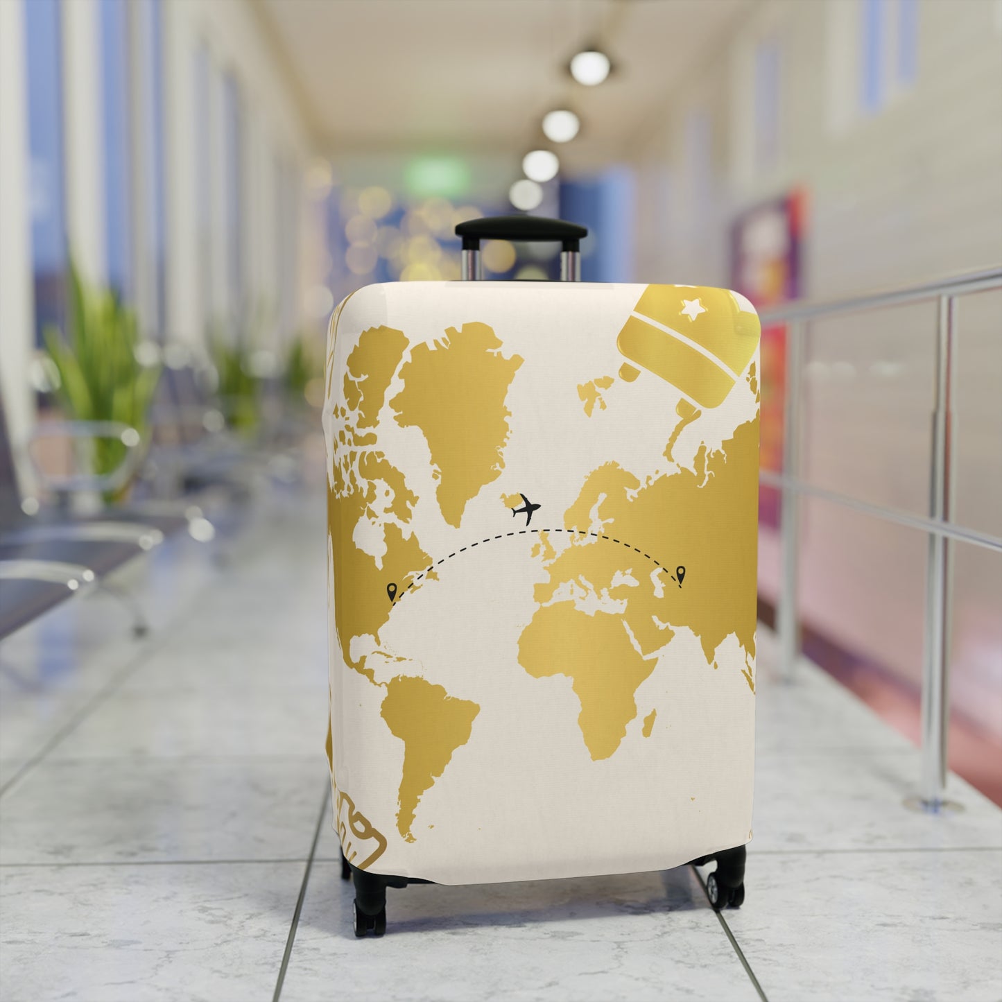Luxe Traveler Gold Map Luggage Cover