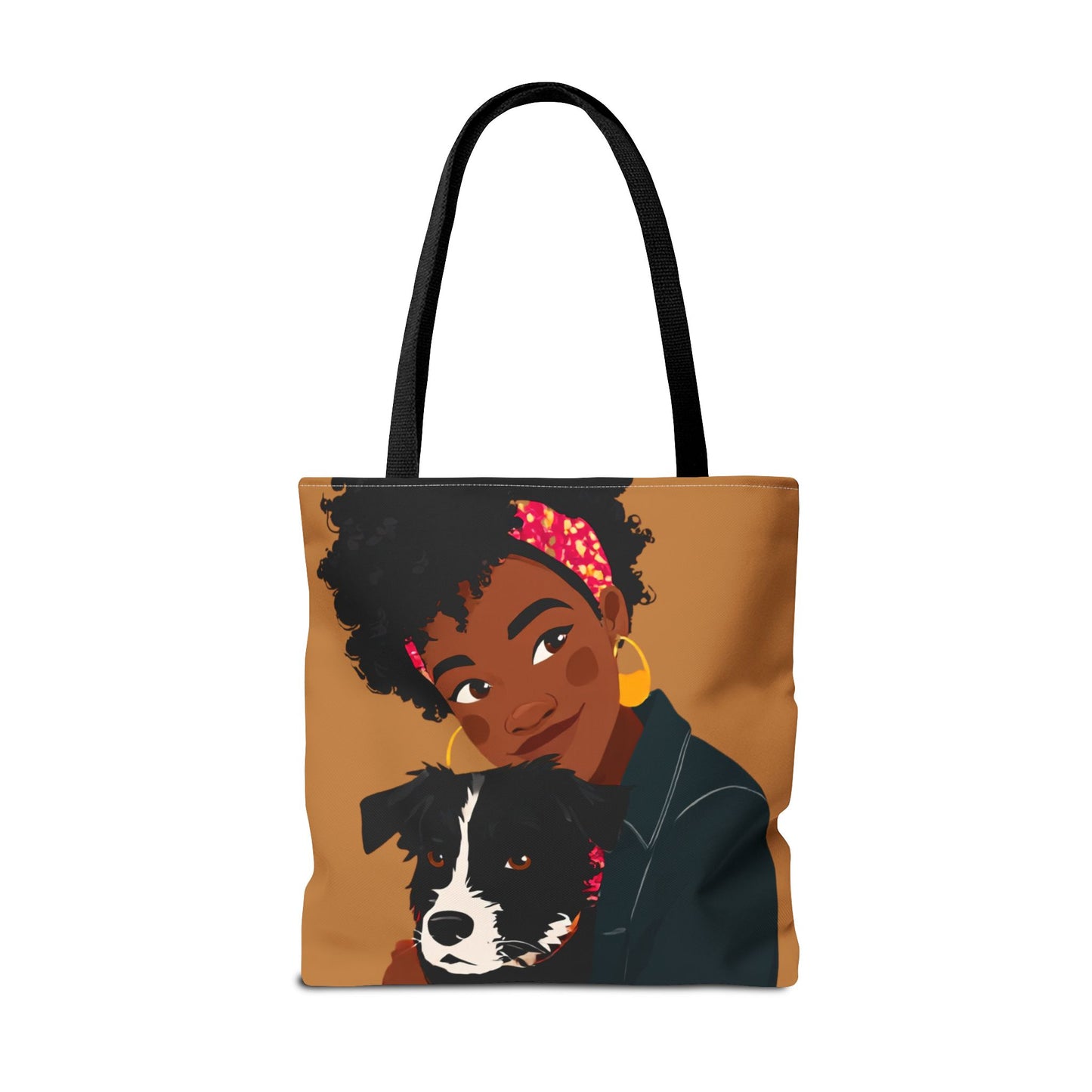 Dog Mom Canvas Tote Bag | Black Woman Illustration | Trendy Pet Lover Gift | Market Bag | Natural Hair Art