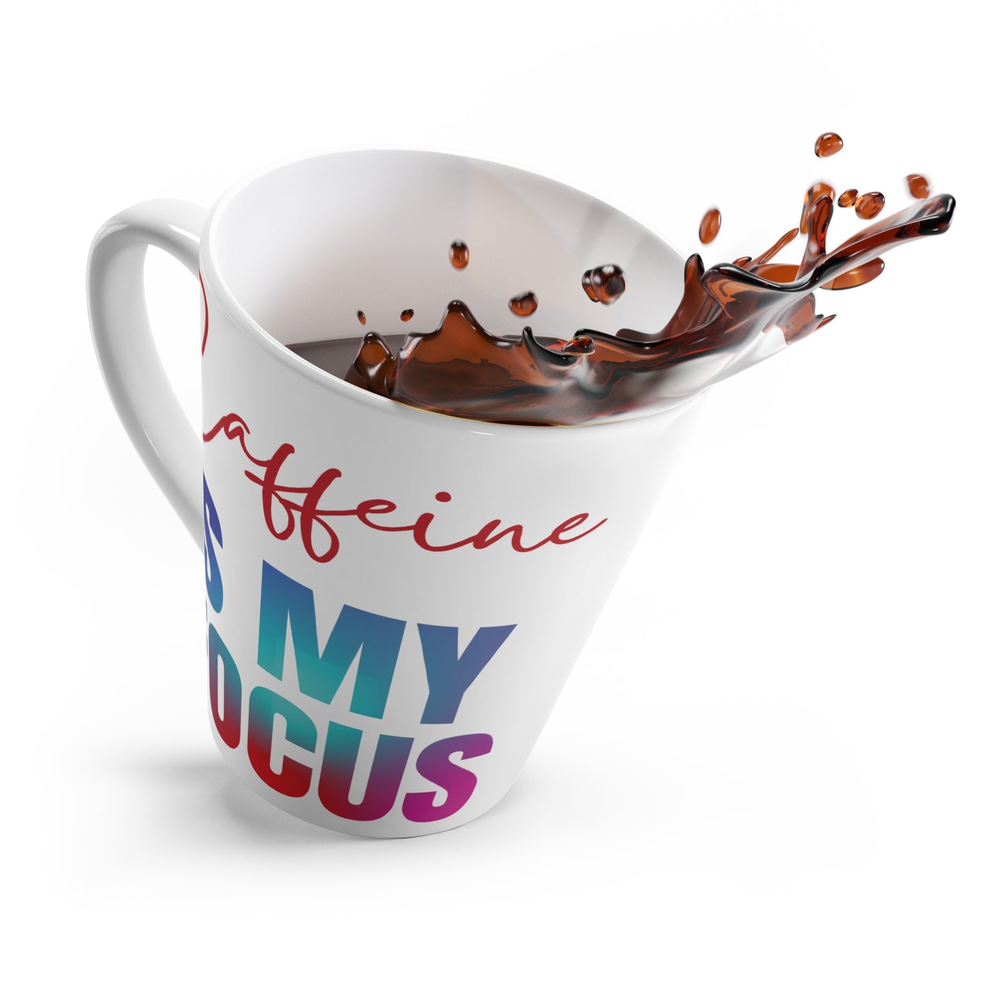 Caffeine Focus Latte Mug, Coffee Lover Gift, Motivational Drinkware, Office Coffee Mug, Birthday or Holiday Present