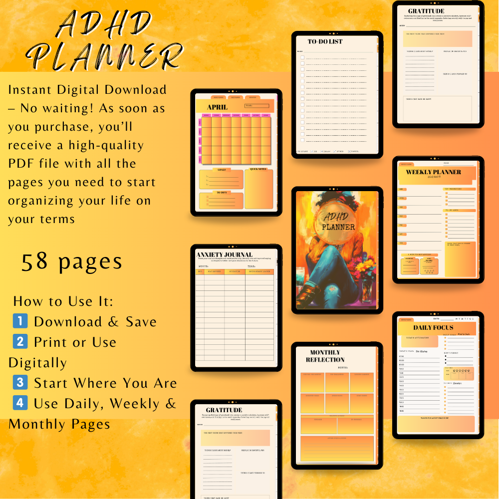 Brain on 100: Stay Focused (Kinda) & Glow Up ADHD PLANNER