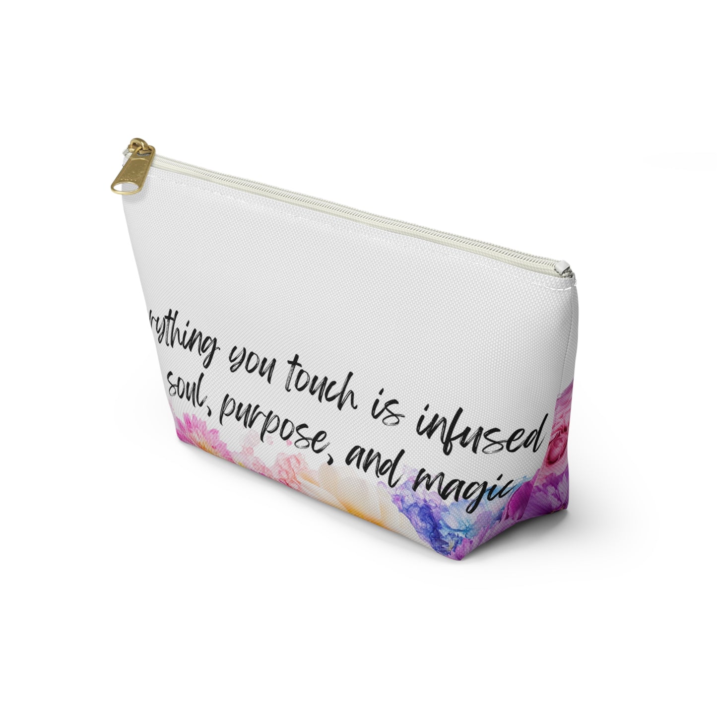 Floral Inspirational Accessory Pouch - Perfect for Creators and Healers