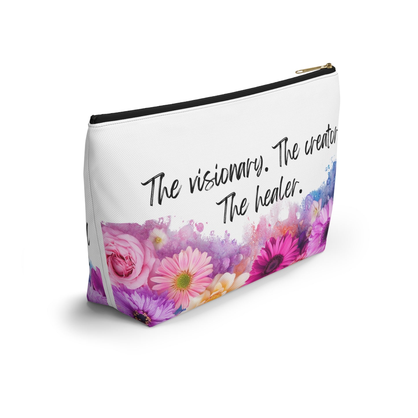 Floral Inspirational Accessory Pouch - Perfect for Creators and Healers
