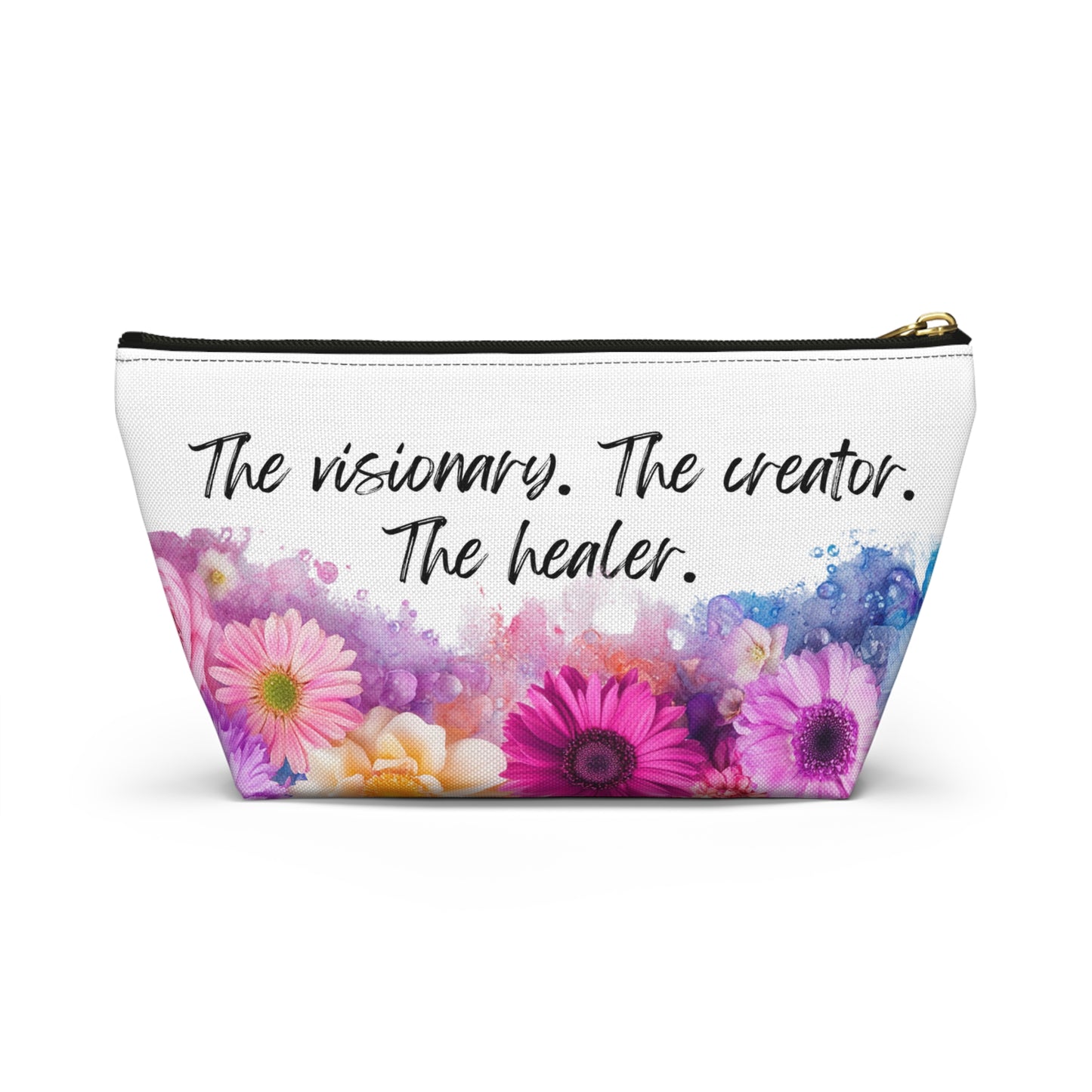 Floral Inspirational Accessory Pouch - Perfect for Creators and Healers