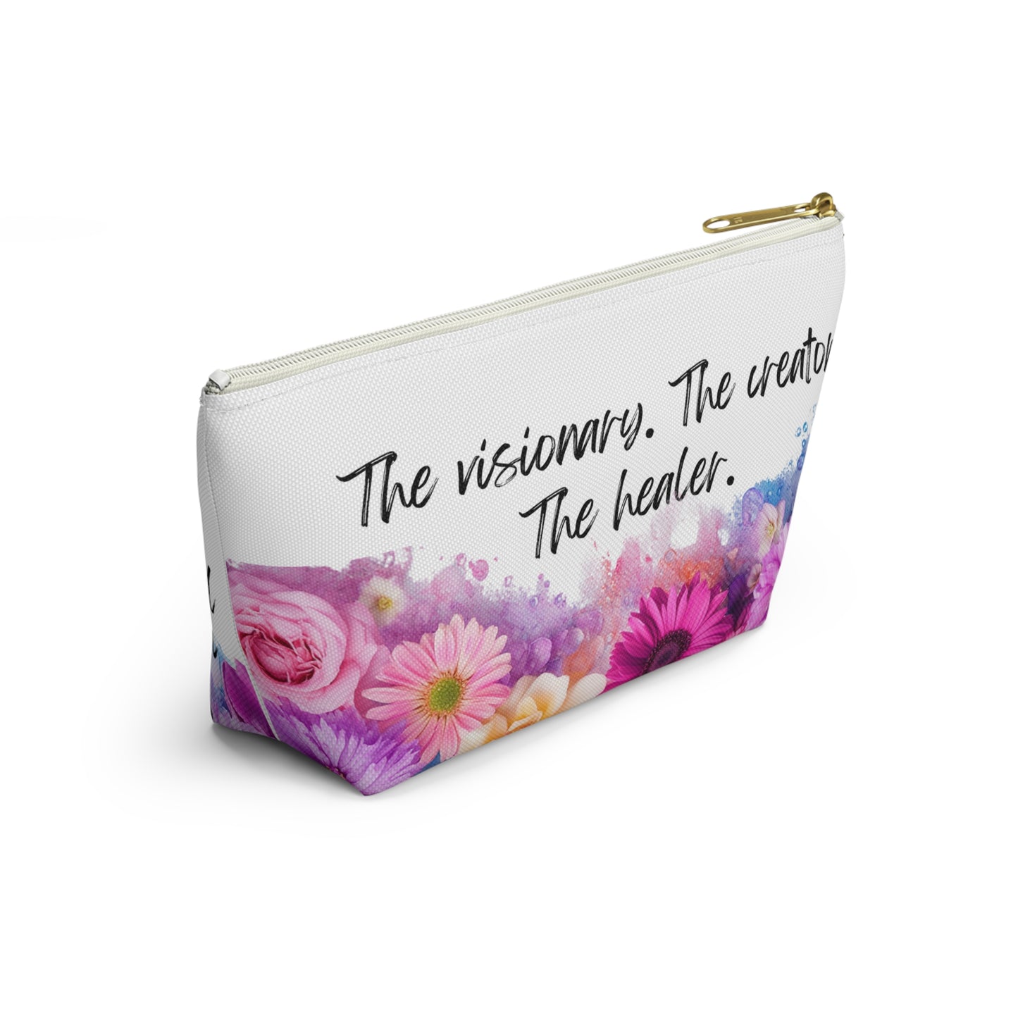 Floral Inspirational Accessory Pouch - Perfect for Creators and Healers