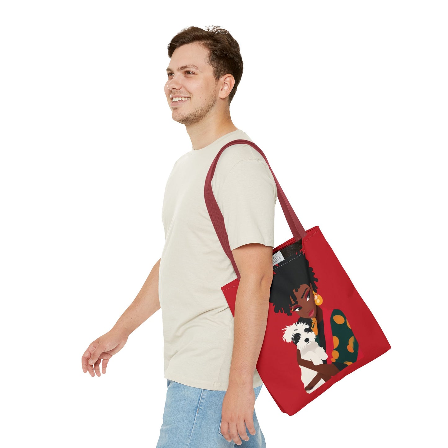 Chic Dog Lover Tote Bag - Stylish Pet Carrier, Everyday Tote, Gift for Dog Mom, Animal Lover's Bag, Fashionable Shopping Bag, Red Tote
