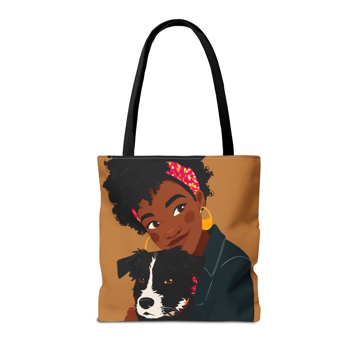 Dog Mom Canvas Tote Bag | Black Woman Illustration | Trendy Pet Lover Gift | Market Bag | Natural Hair Art