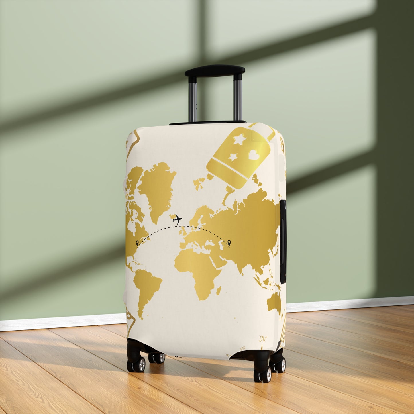 Luxe Traveler Gold Map Luggage Cover