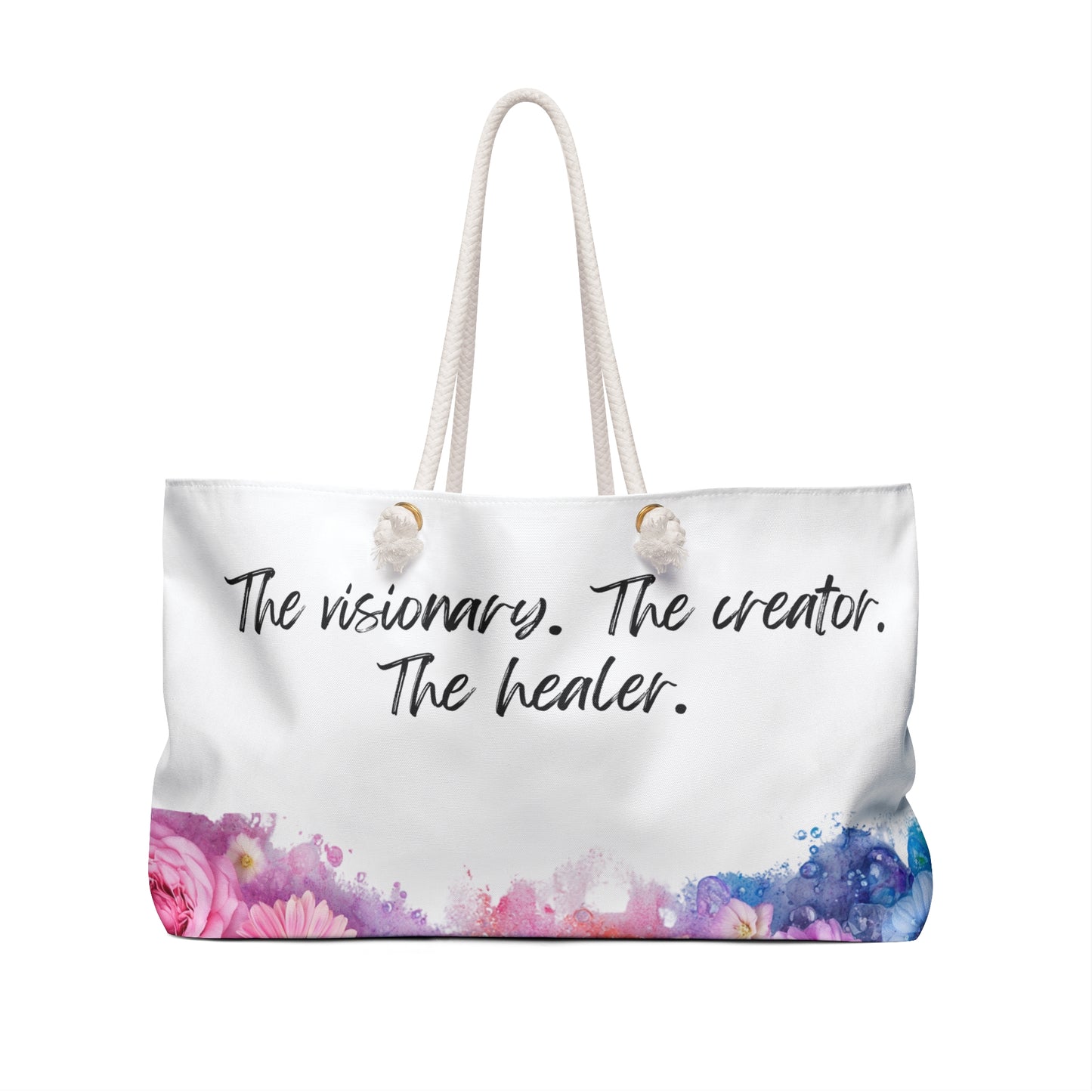 Inspirational Floral Weekender Bag - Infused with Soul, Purpose, and Magic