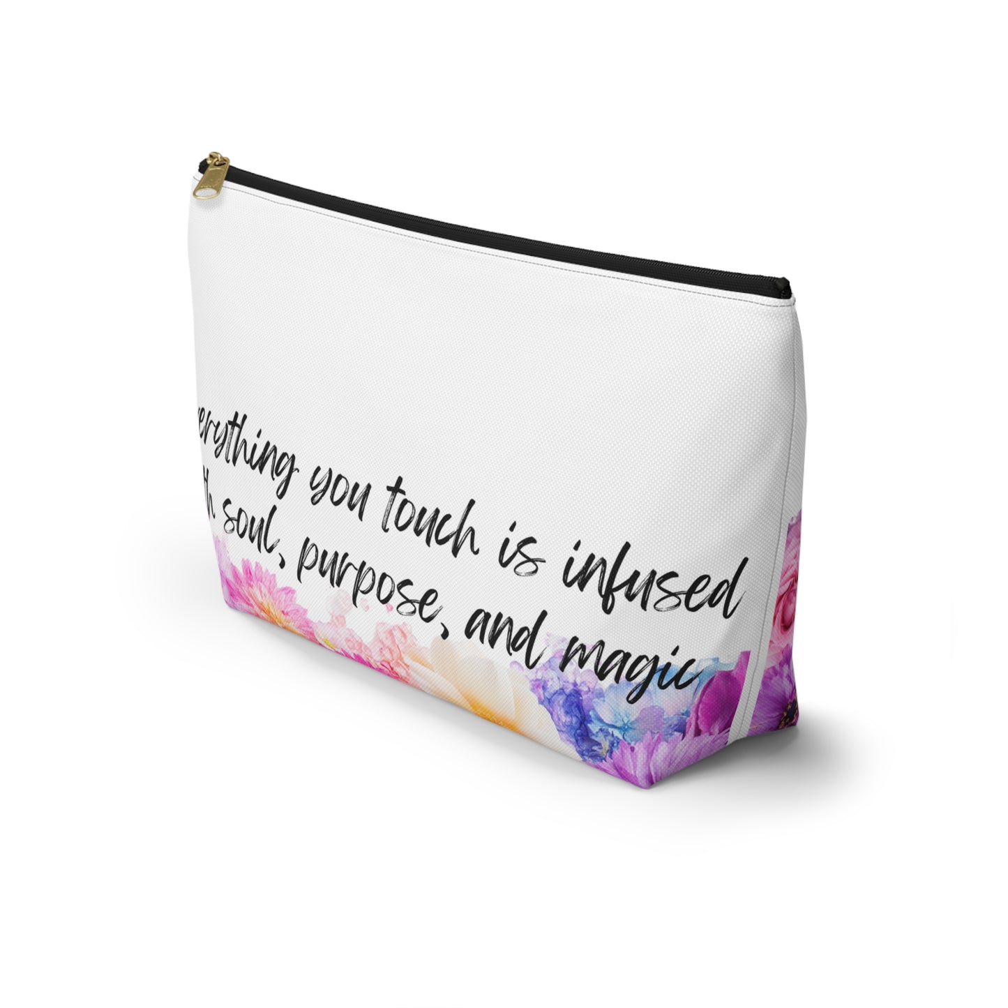 Floral Inspirational Accessory Pouch - Perfect for Creators and Healers