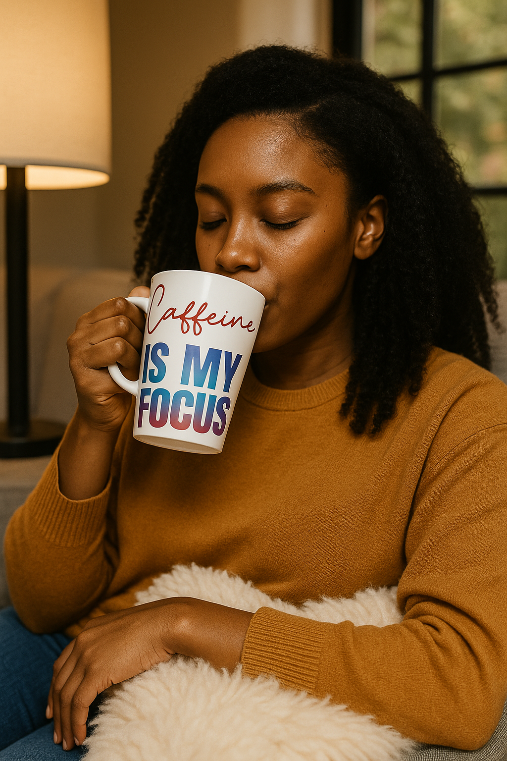 Caffeine Focus Latte Mug, Coffee Lover Gift, Motivational Drinkware, Office Coffee Mug, Birthday or Holiday Present