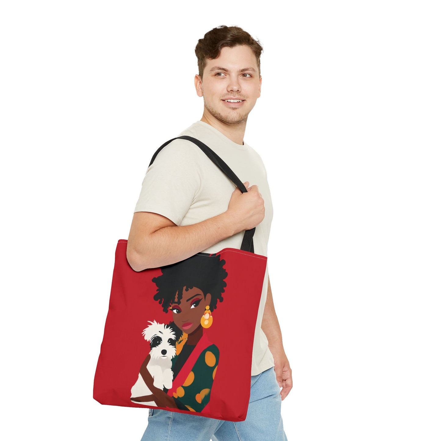 Chic Dog Lover Tote Bag - Stylish Pet Carrier, Everyday Tote, Gift for Dog Mom, Animal Lover's Bag, Fashionable Shopping Bag, Red Tote