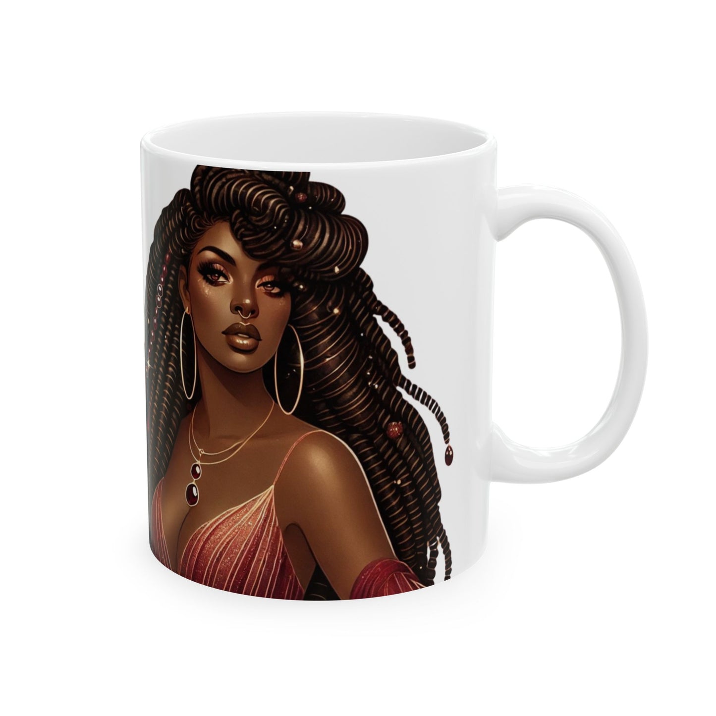 Empowered Black Woman Ceramic Mug - 11oz & 15oz Coffee Cup