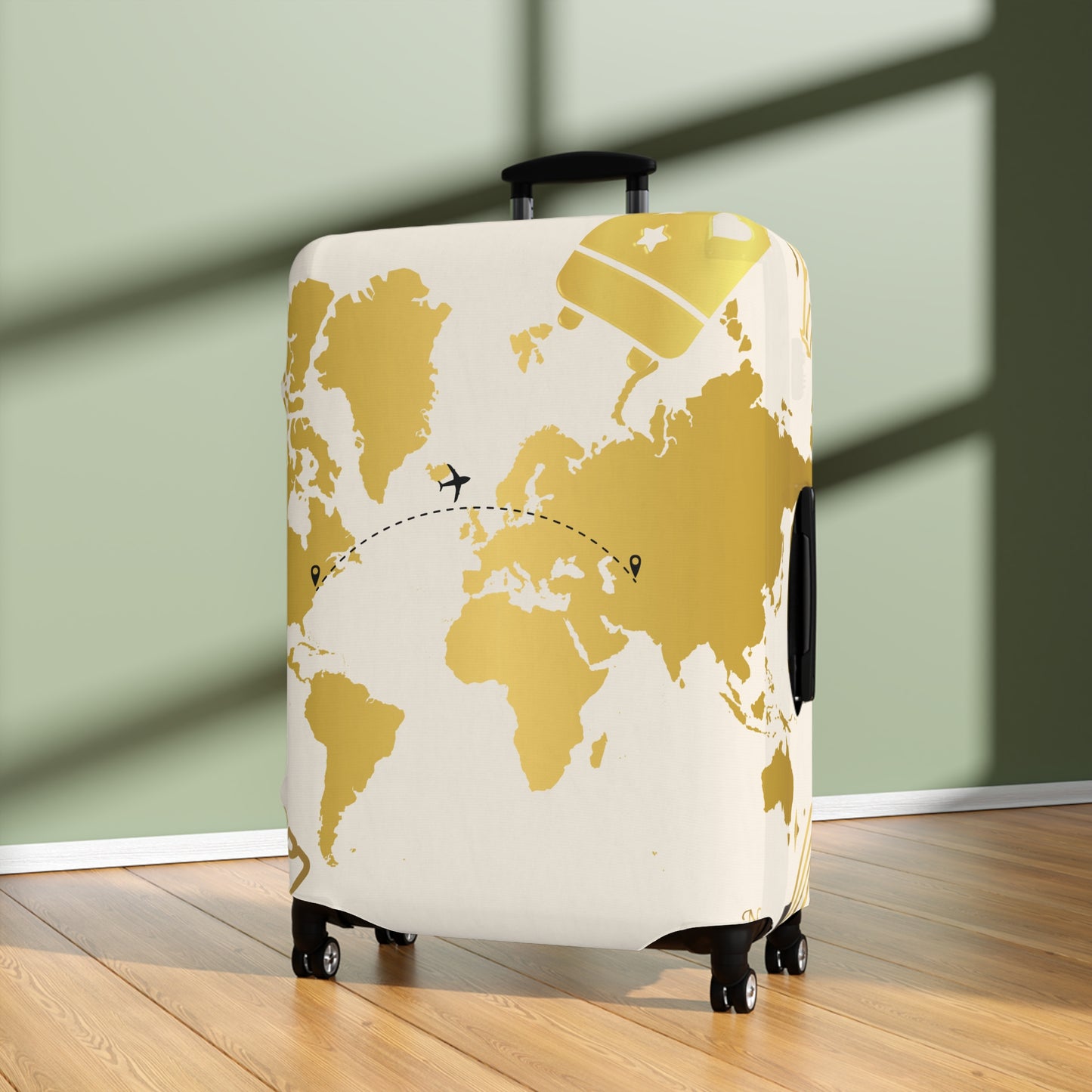 Luxe Traveler Gold Map Luggage Cover
