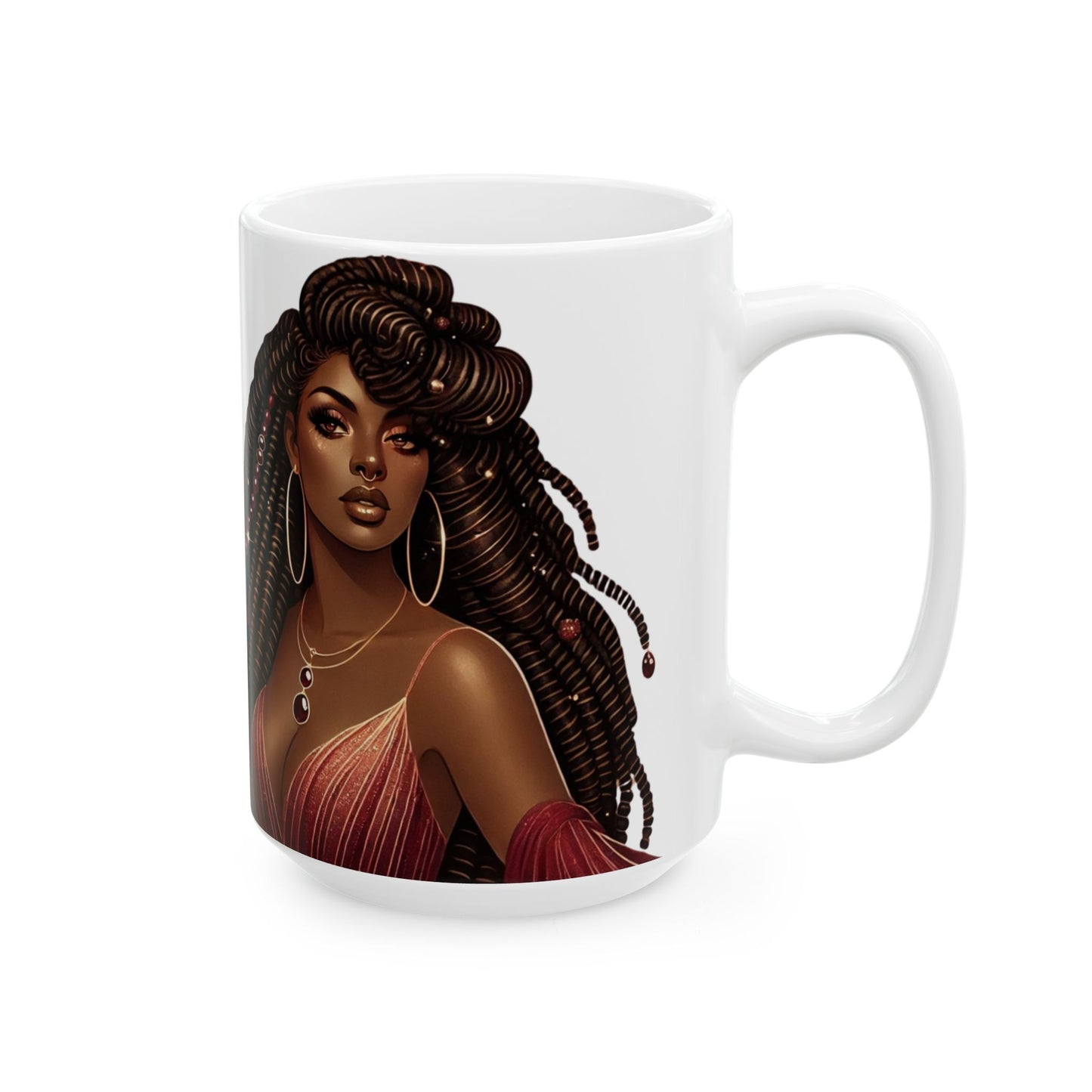 Empowered Black Woman Ceramic Mug - 11oz & 15oz Coffee Cup