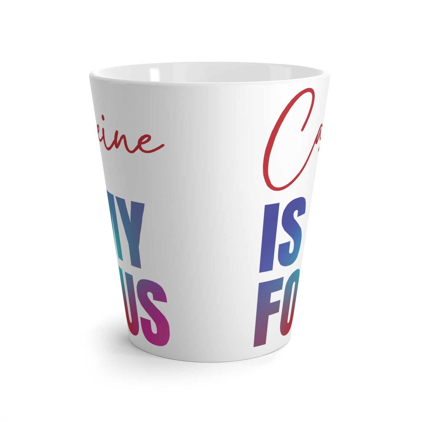 Caffeine Focus Latte Mug, Coffee Lover Gift, Motivational Drinkware, Office Coffee Mug, Birthday or Holiday Present