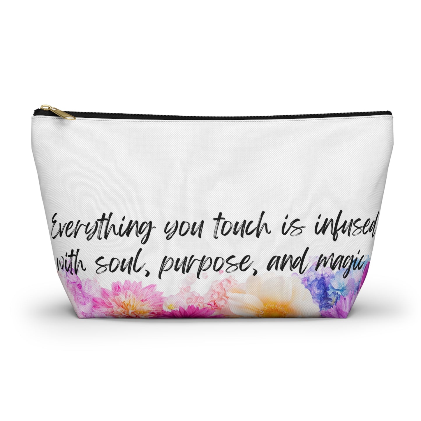 Floral Inspirational Accessory Pouch - Perfect for Creators and Healers