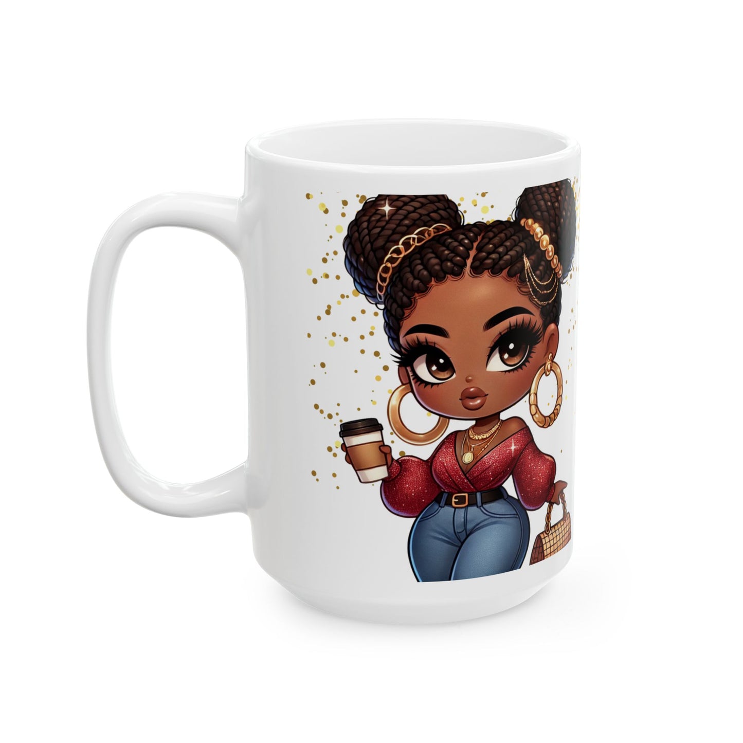 Mug - Cute Chibi Gold Glitter Design