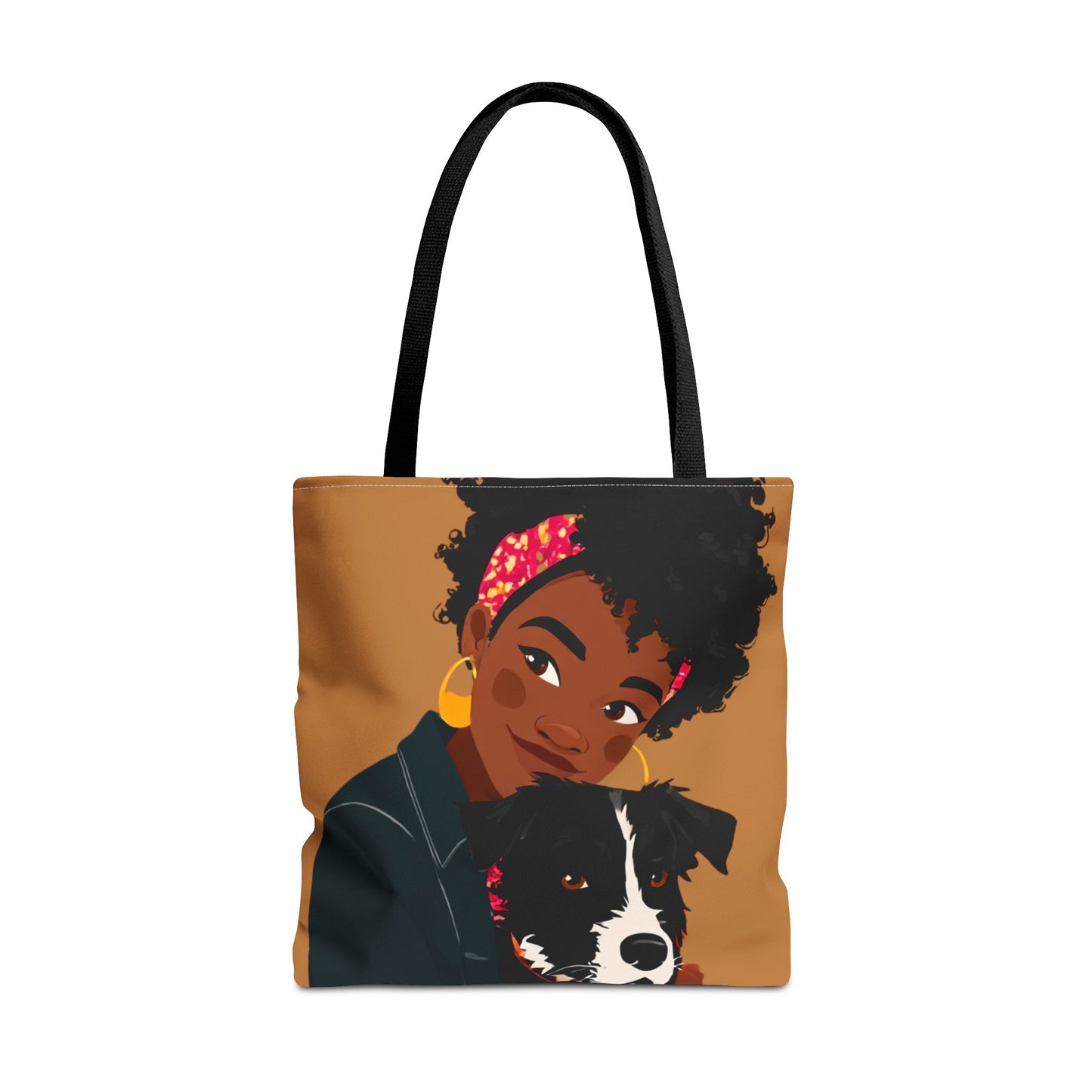 Dog Mom Canvas Tote Bag | Black Woman Illustration | Trendy Pet Lover Gift | Market Bag | Natural Hair Art