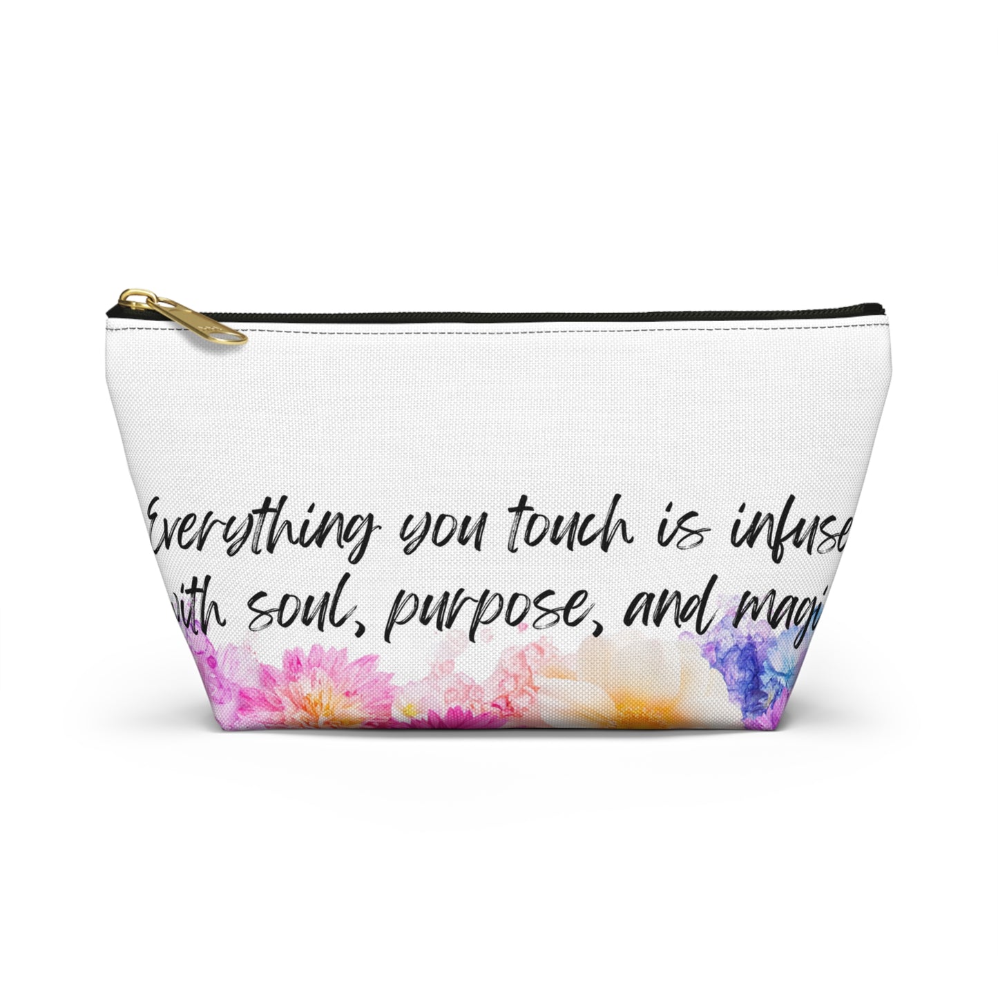 Floral Inspirational Accessory Pouch - Perfect for Creators and Healers