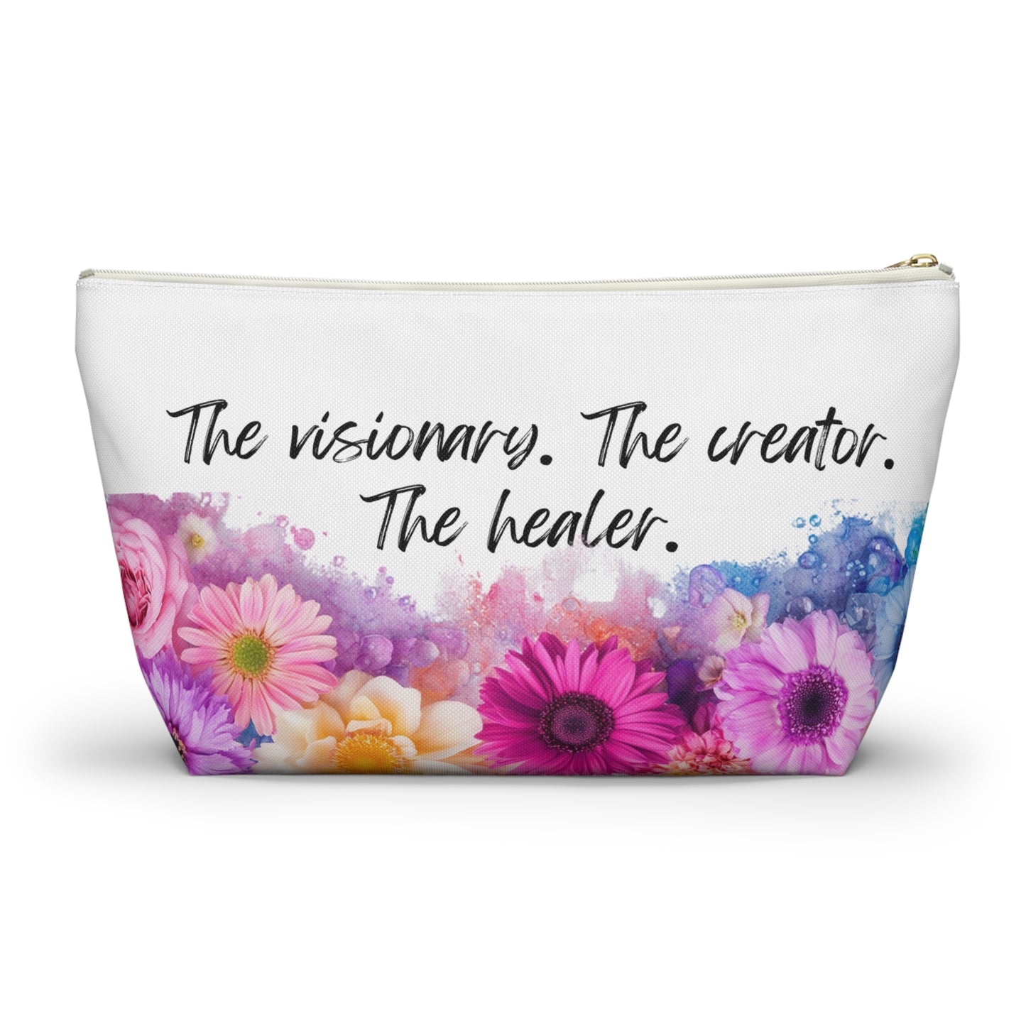 Floral Inspirational Accessory Pouch - Perfect for Creators and Healers
