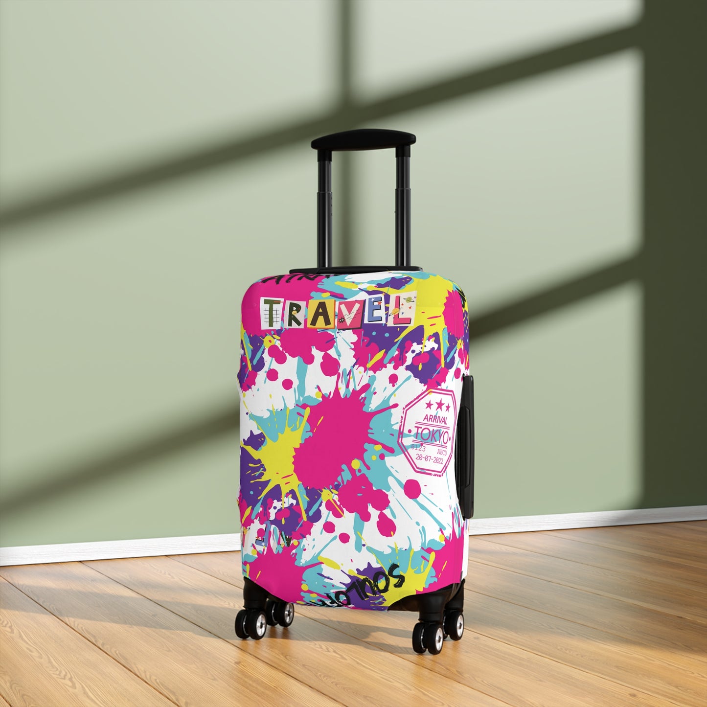 Colorful Travel Luggage Cover - Fun Splash Design for Adventurers