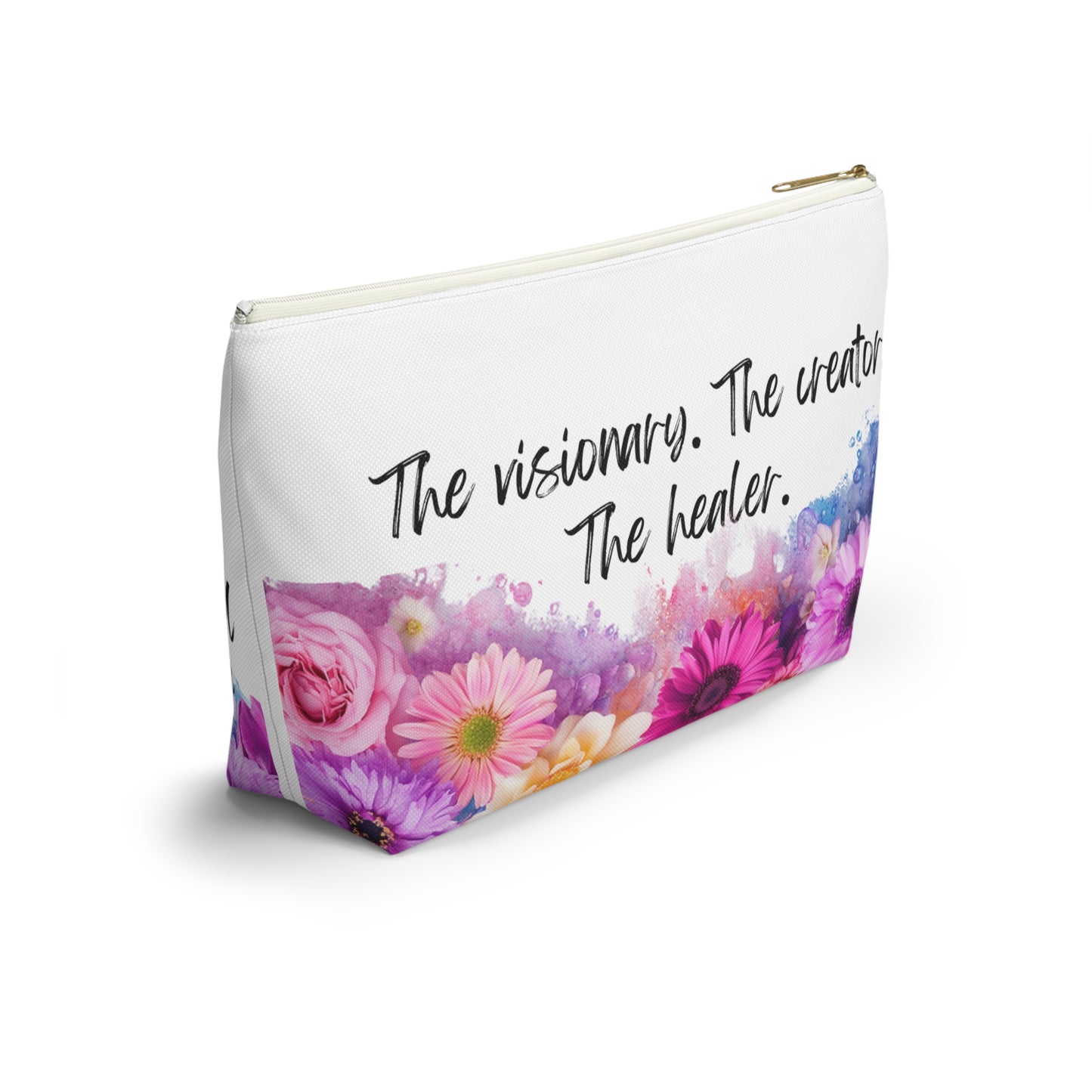 Floral Inspirational Accessory Pouch - Perfect for Creators and Healers