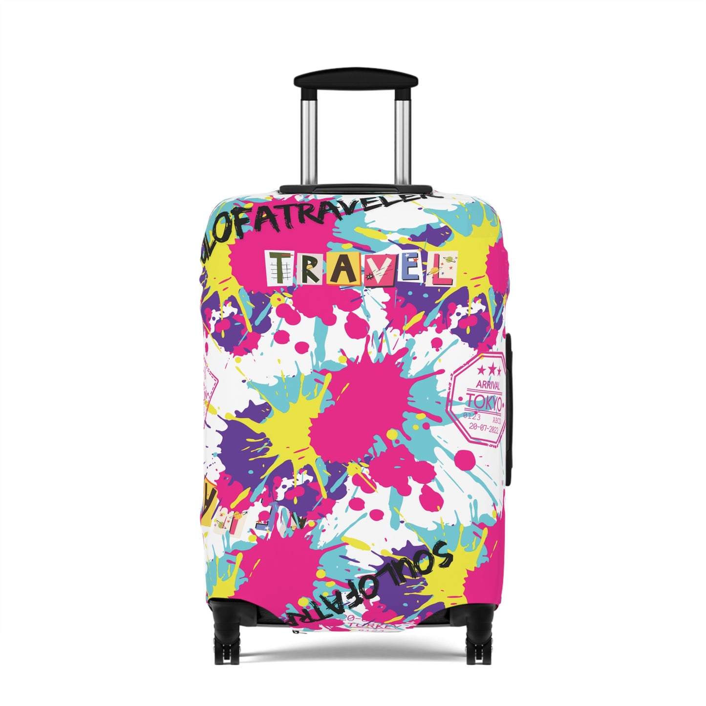 Colorful Travel Luggage Cover - Fun Splash Design for Adventurers