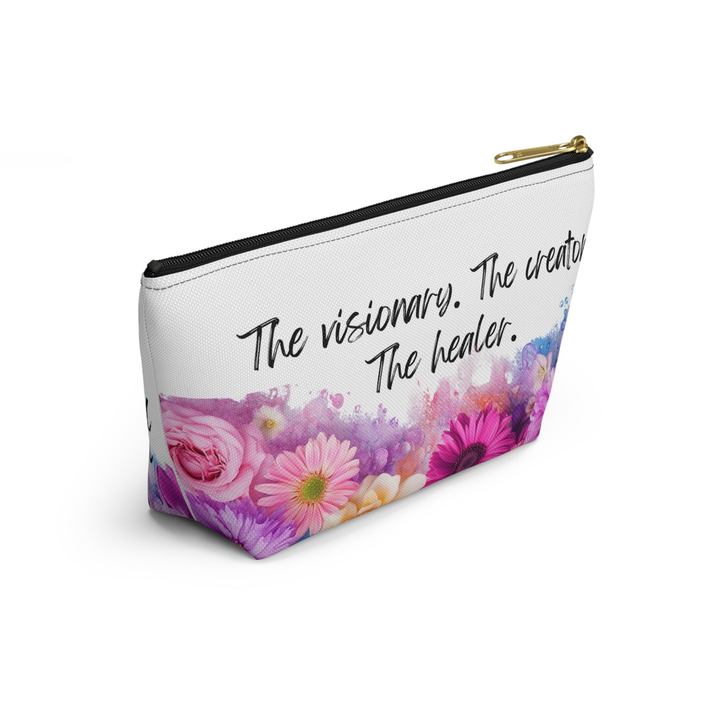 Floral Inspirational Accessory Pouch - Perfect for Creators and Healers