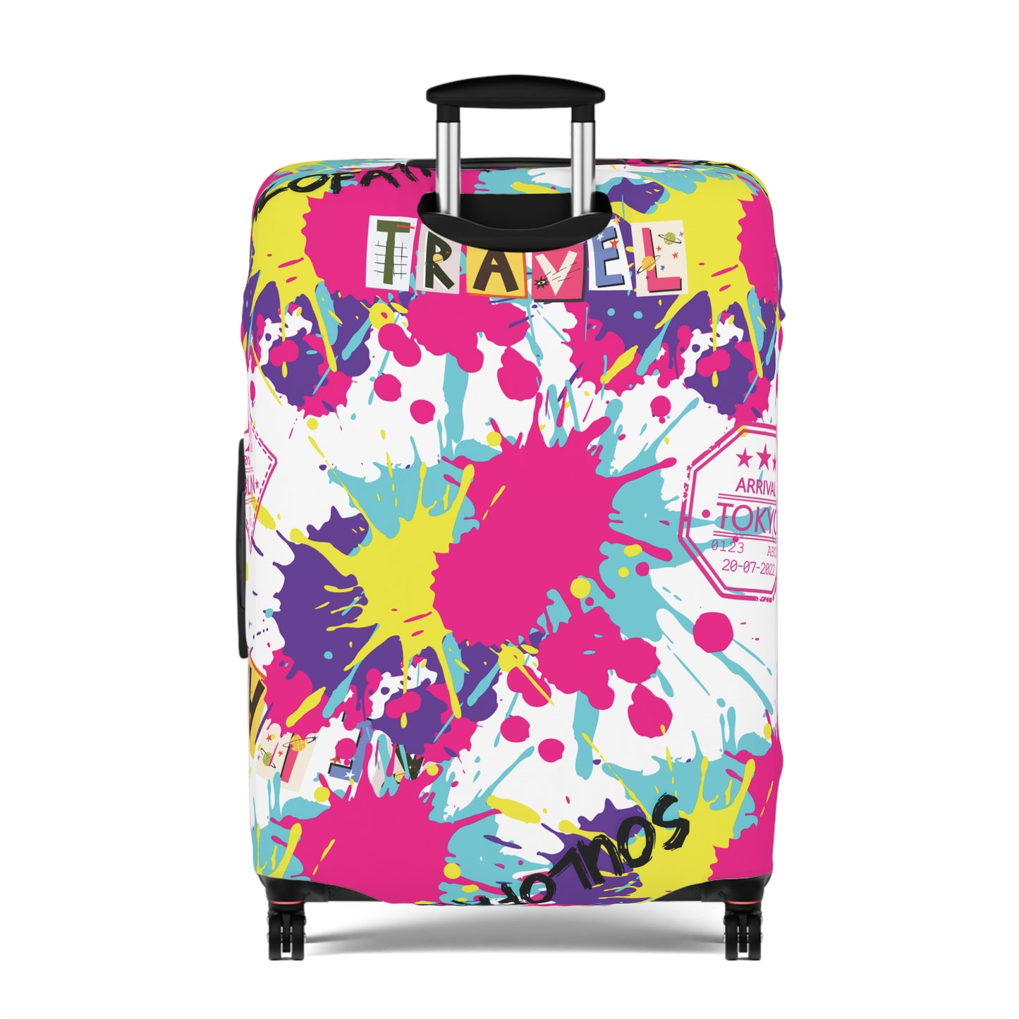Colorful Travel Luggage Cover - Fun Splash Design for Adventurers