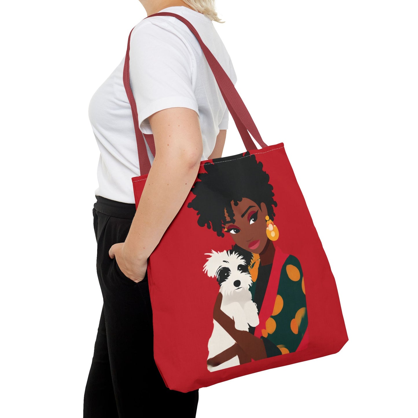 Chic Dog Lover Tote Bag - Stylish Pet Carrier, Everyday Tote, Gift for Dog Mom, Animal Lover's Bag, Fashionable Shopping Bag, Red Tote