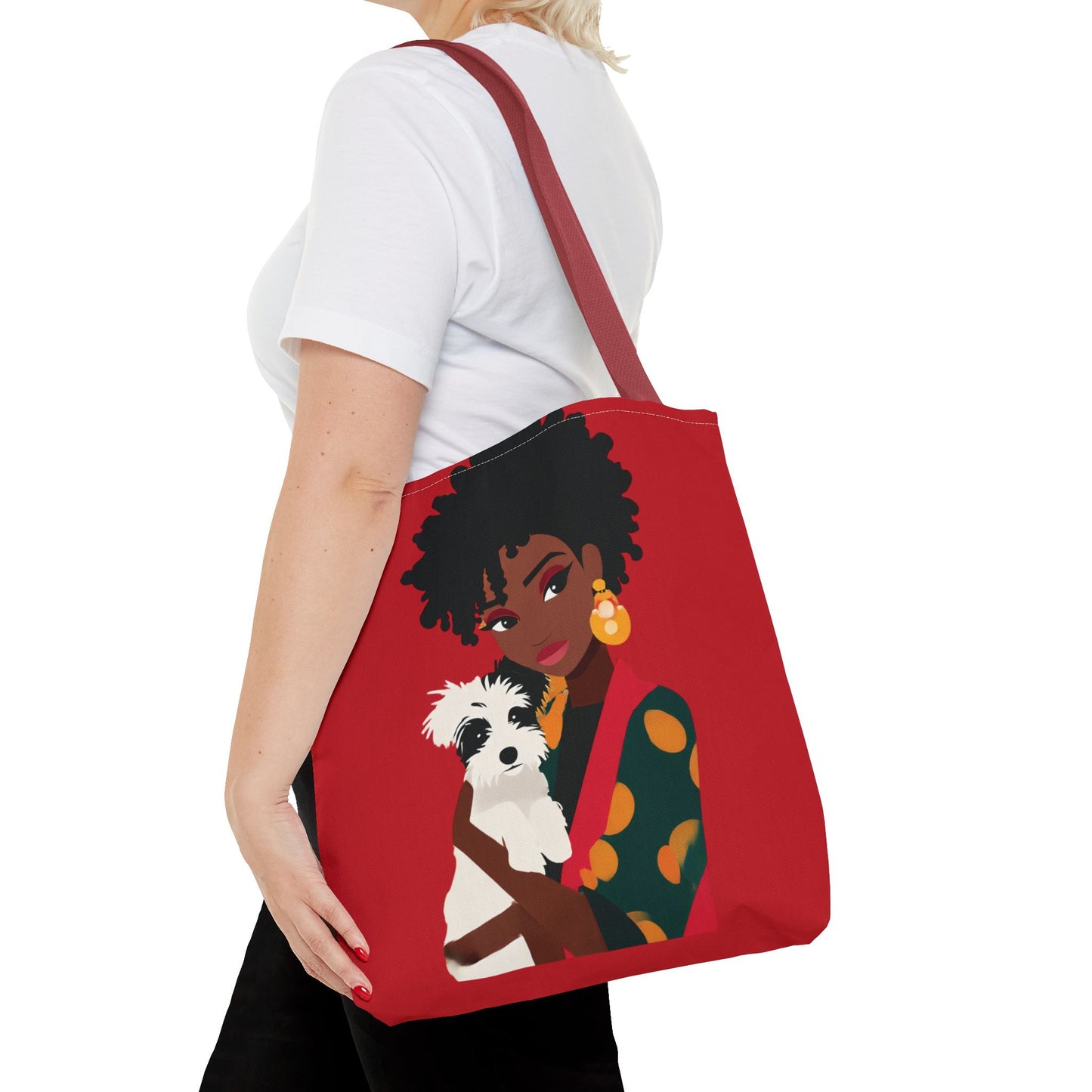 Chic Dog Lover Tote Bag - Stylish Pet Carrier, Everyday Tote, Gift for Dog Mom, Animal Lover's Bag, Fashionable Shopping Bag, Red Tote