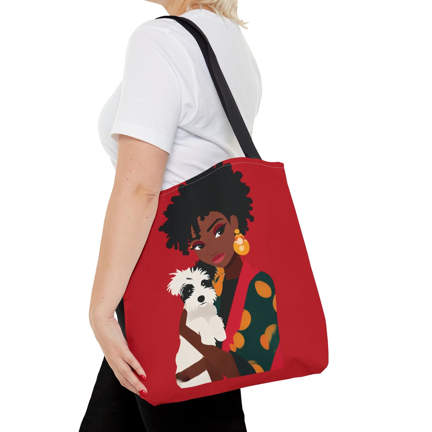Chic Dog Lover Tote Bag - Stylish Pet Carrier, Everyday Tote, Gift for Dog Mom, Animal Lover's Bag, Fashionable Shopping Bag, Red Tote