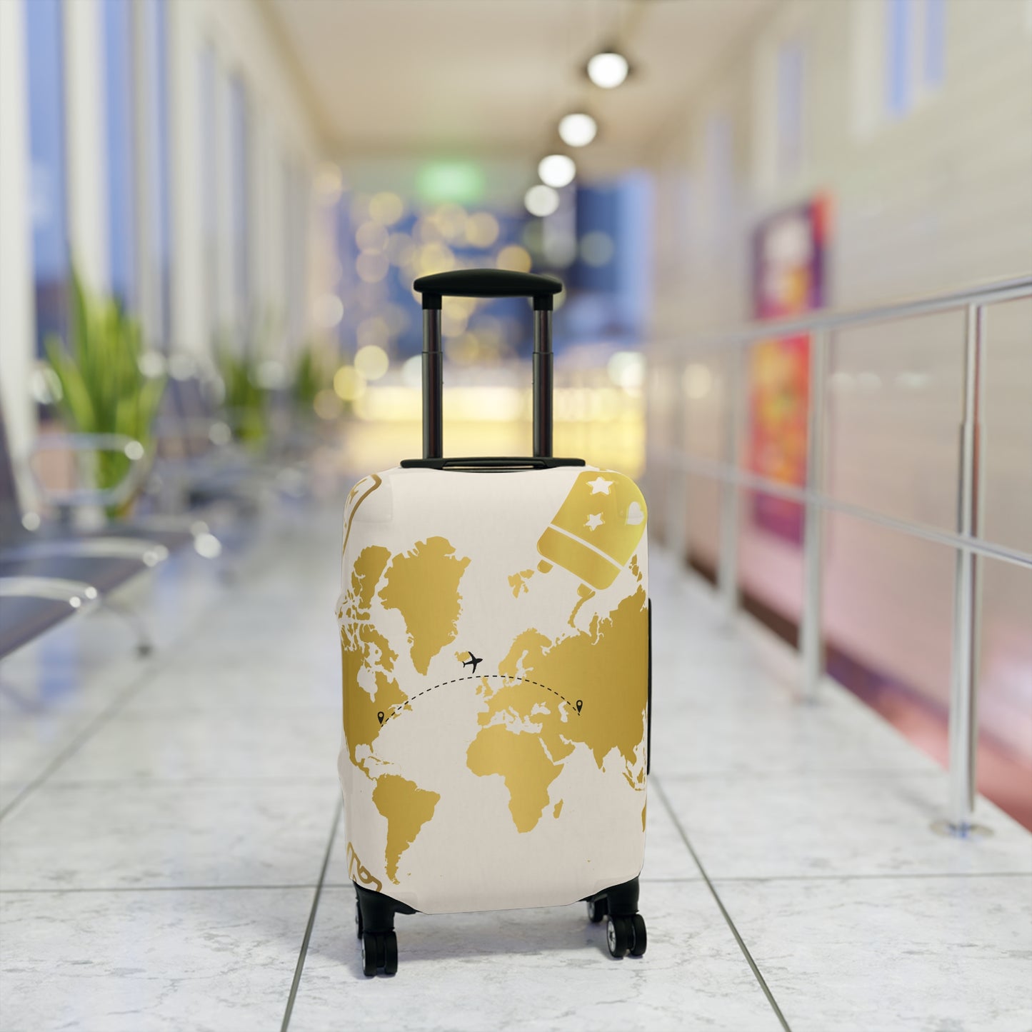 Luxe Traveler Gold Map Luggage Cover