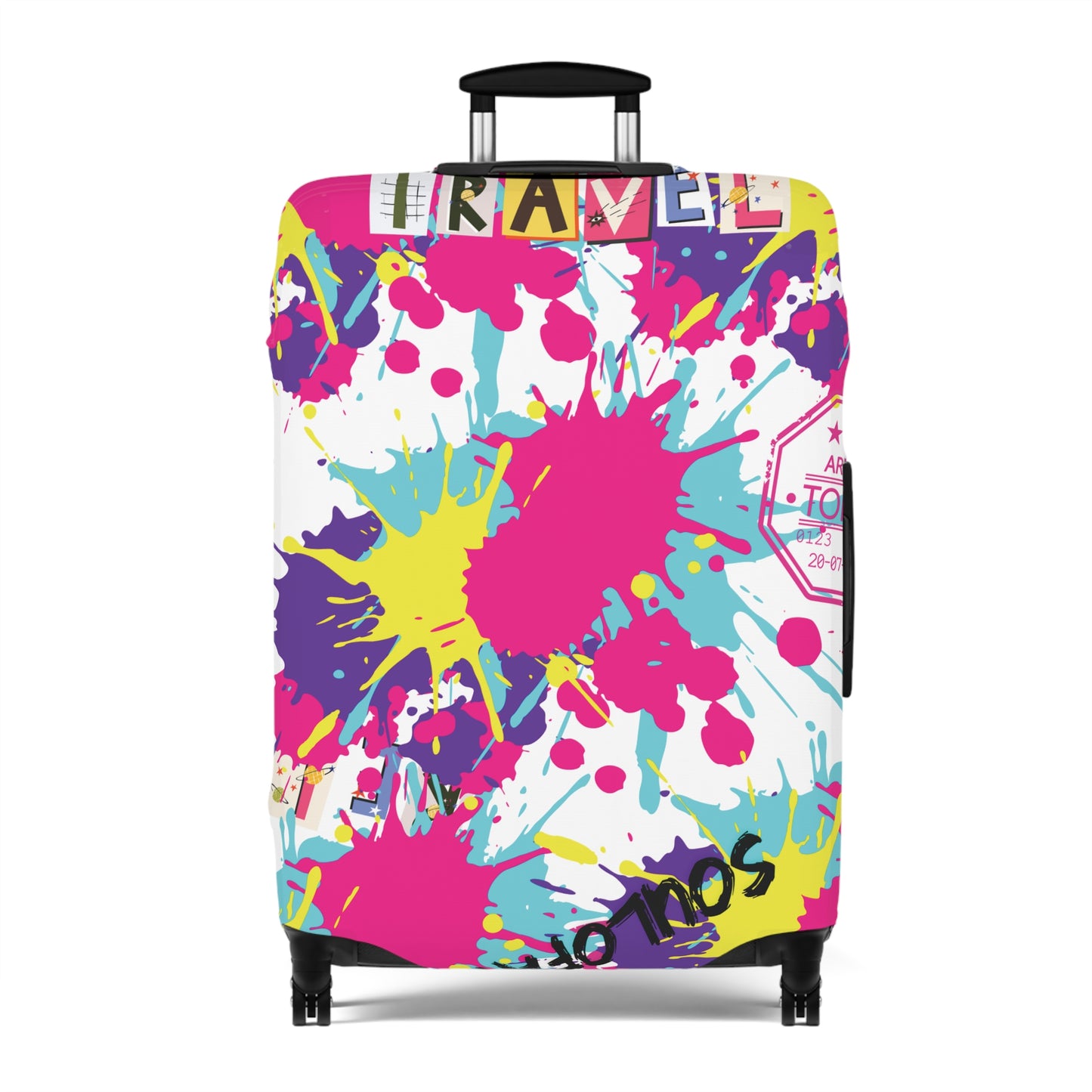 Colorful Travel Luggage Cover - Fun Splash Design for Adventurers