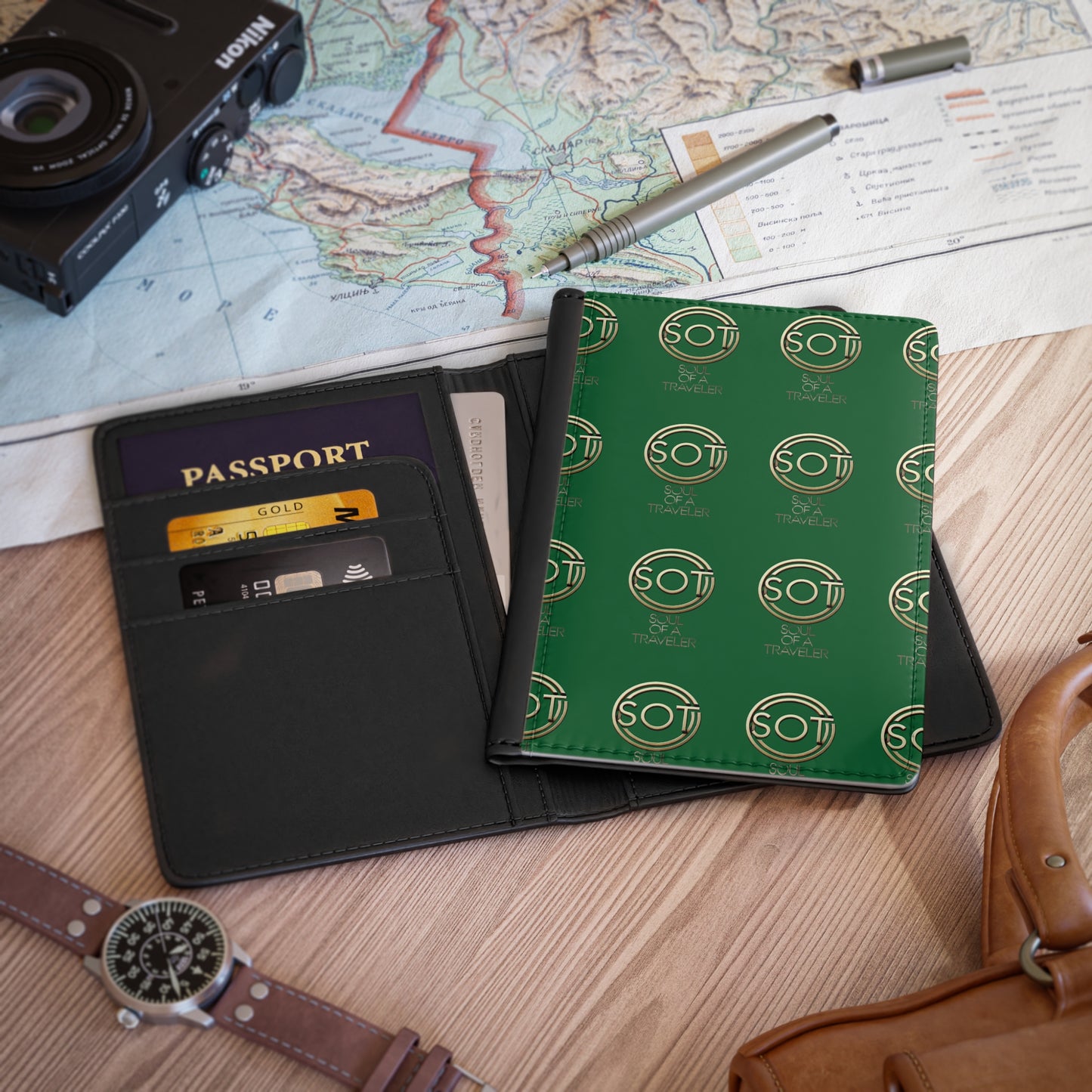 Passport Cover - Soul of a Traveler Chic Travel Accessory for Adventure Seekers in Emerald Green