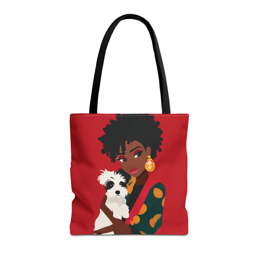 Chic Dog Lover Tote Bag - Stylish Pet Carrier, Everyday Tote, Gift for Dog Mom, Animal Lover's Bag, Fashionable Shopping Bag, Red Tote