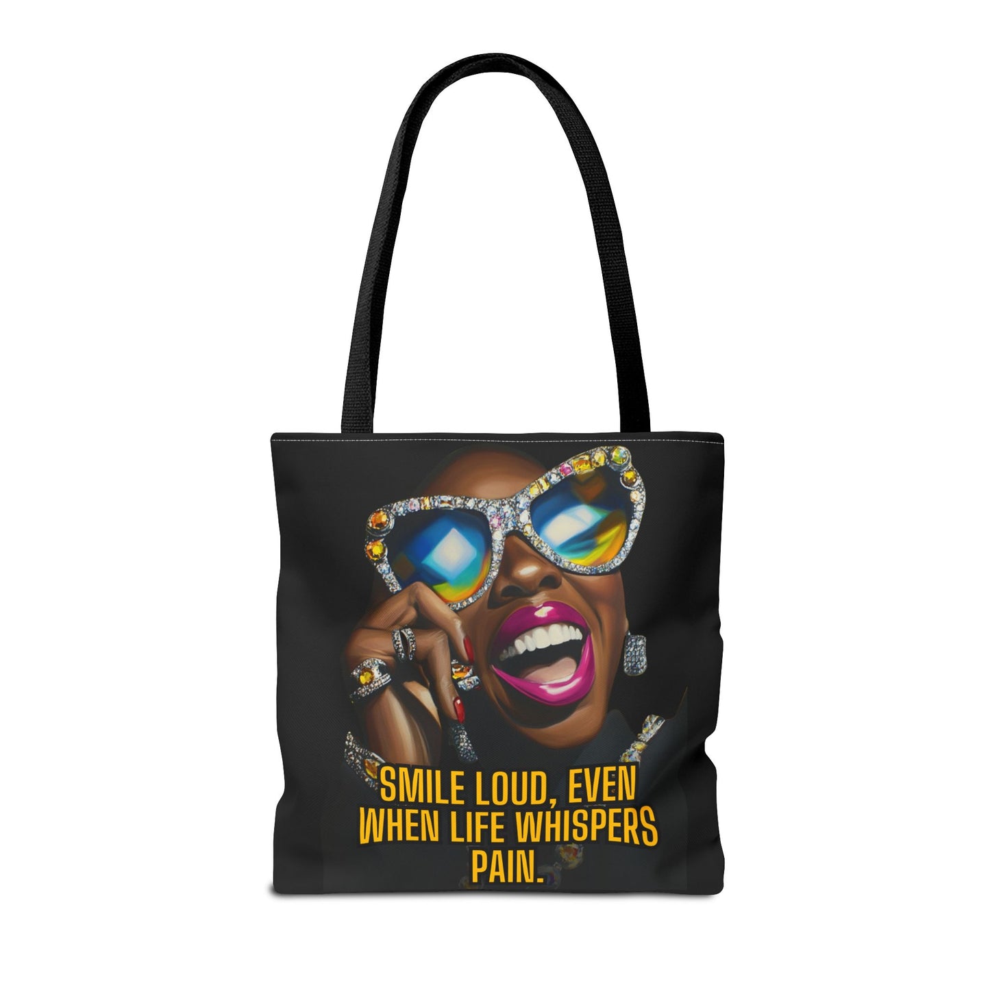 Empowerment Tote Bag - Smile Loud, Even When Life Whispers Pain - Inspirational Canvas Tote, Motivational Bag, Positive Quote Carryall,