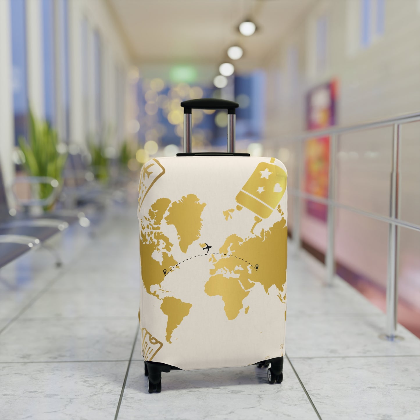 Luxe Traveler Gold Map Luggage Cover