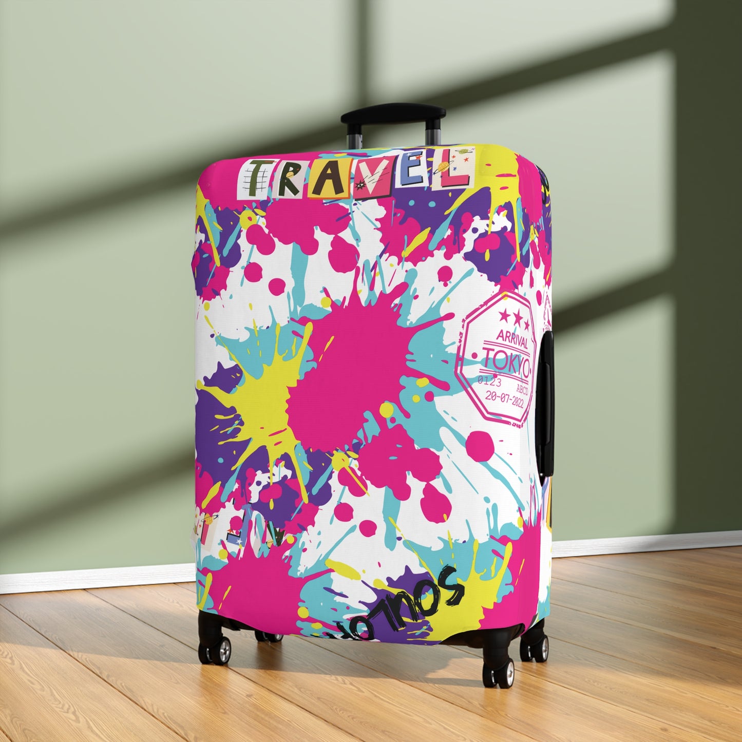 Colorful Travel Luggage Cover - Fun Splash Design for Adventurers