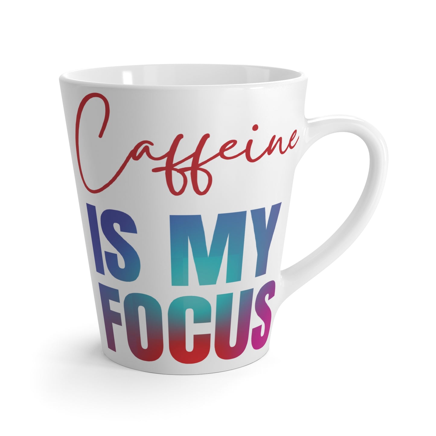 Caffeine Focus Latte Mug, Coffee Lover Gift, Motivational Drinkware, Office Coffee Mug, Birthday or Holiday Present