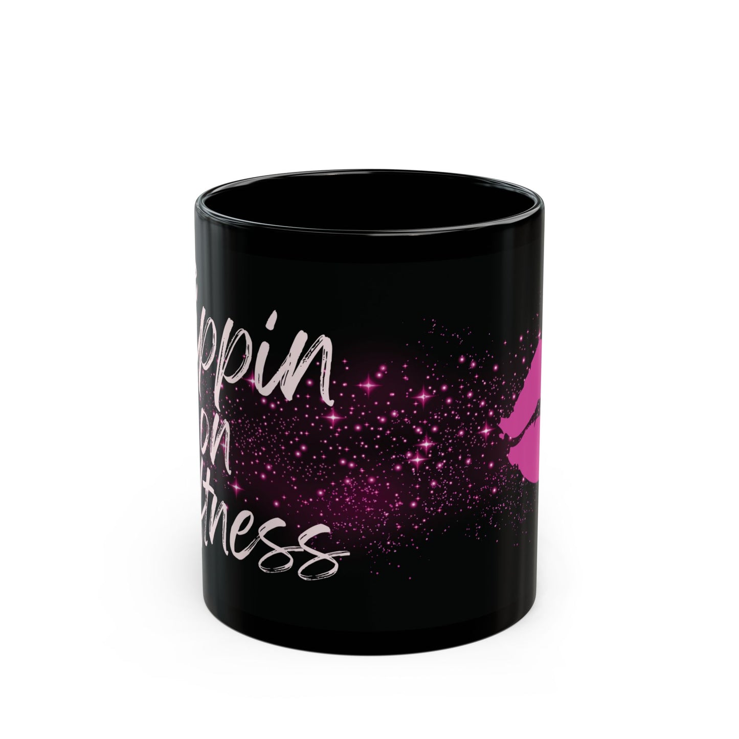 Sparkling Lip Art Black Mug - Perfect Gift for Coffee Lovers, Stylish Drinkware, Birthday, Party Favor, or Fun Decor