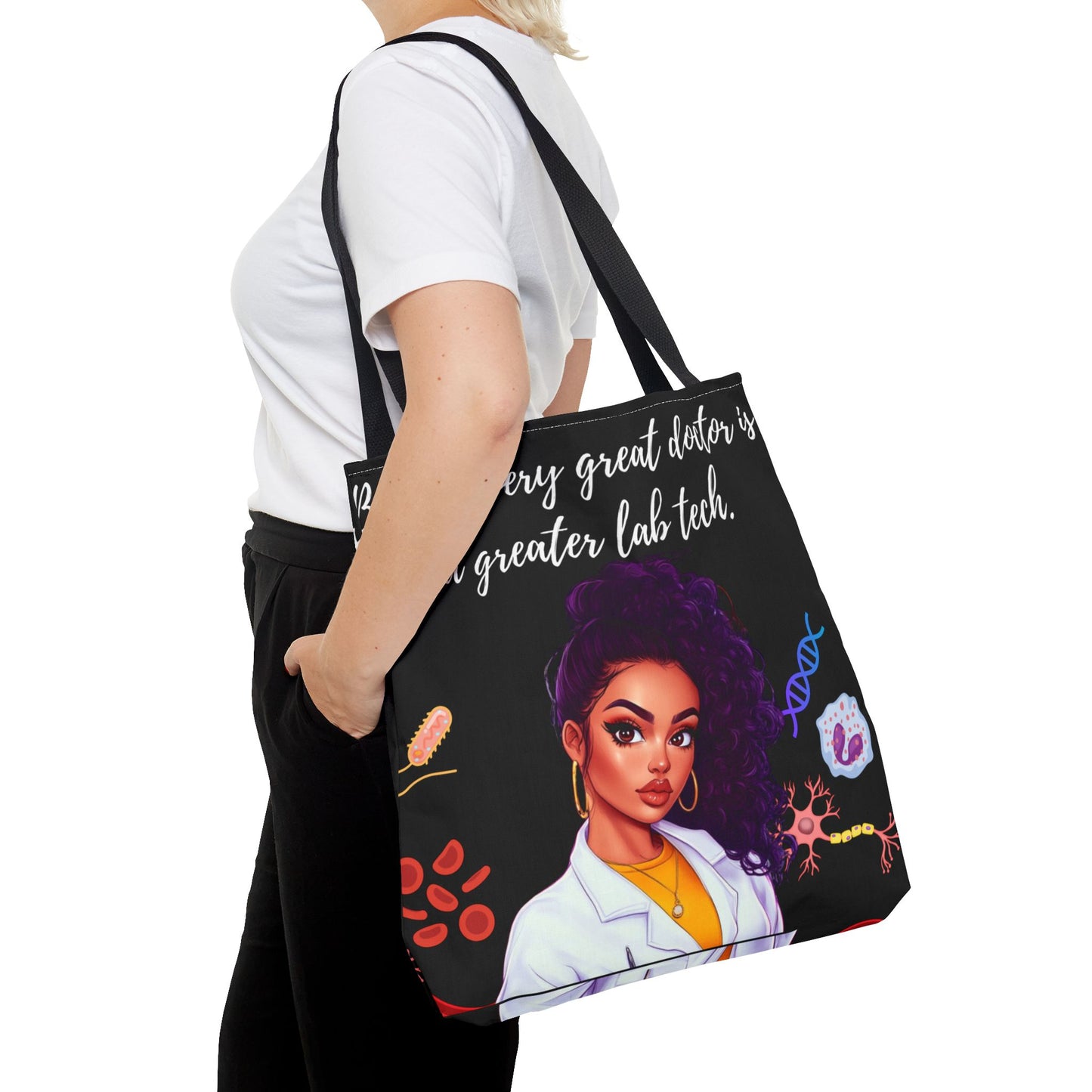 Copy of Scientist Tote Bag - Black Woman Medical Laboratory Design